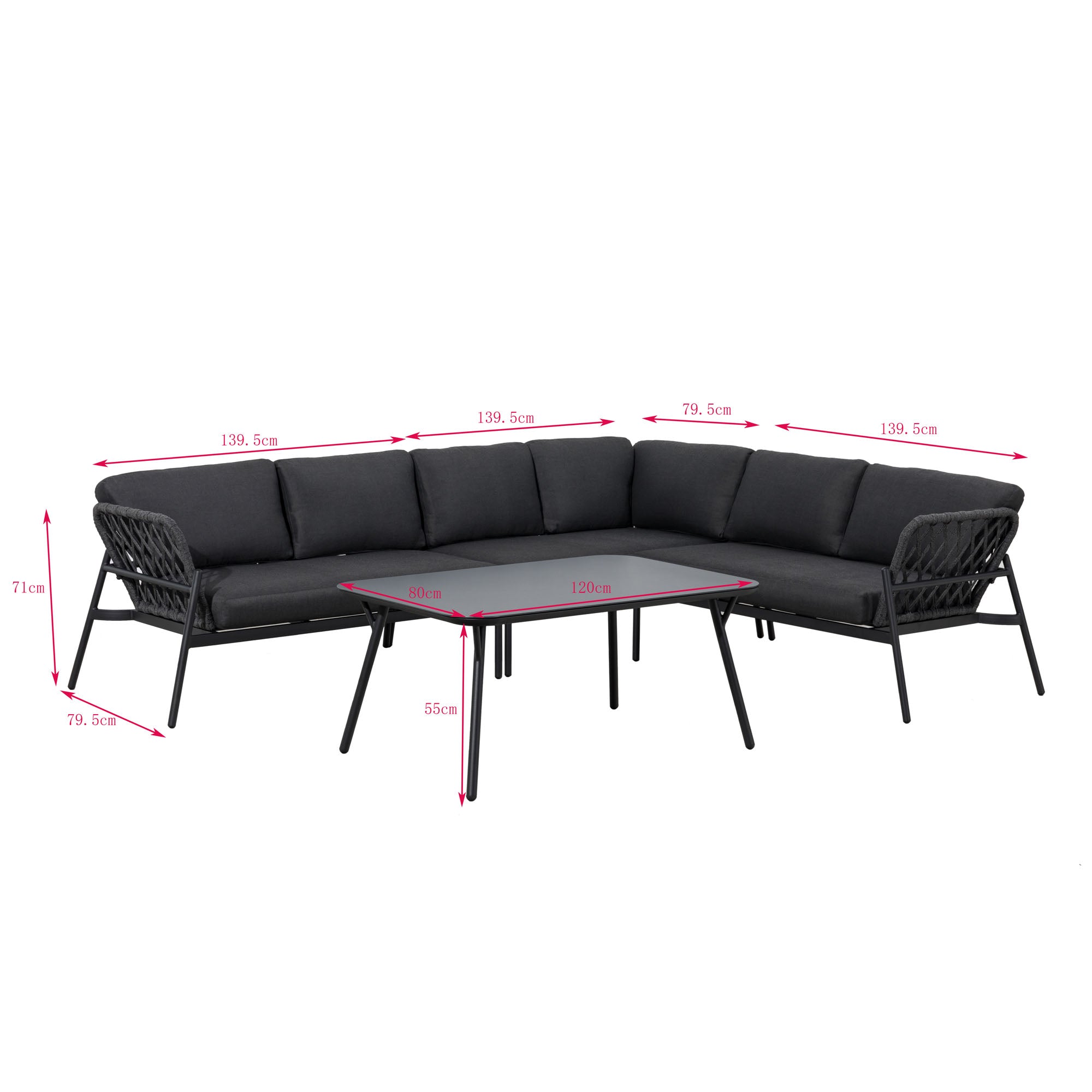 Das Trend-Produkt: Designer Lounge Set Lido Sitzgruppe Aluminium / Rope