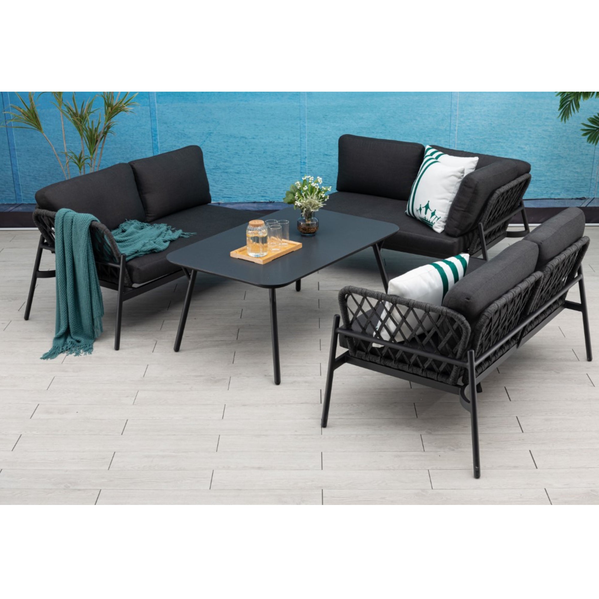 NUR HEUTE: Designer Lounge Set Lido Sitzgruppe Aluminium / Rope inkl. kostenloser Schutzhülle