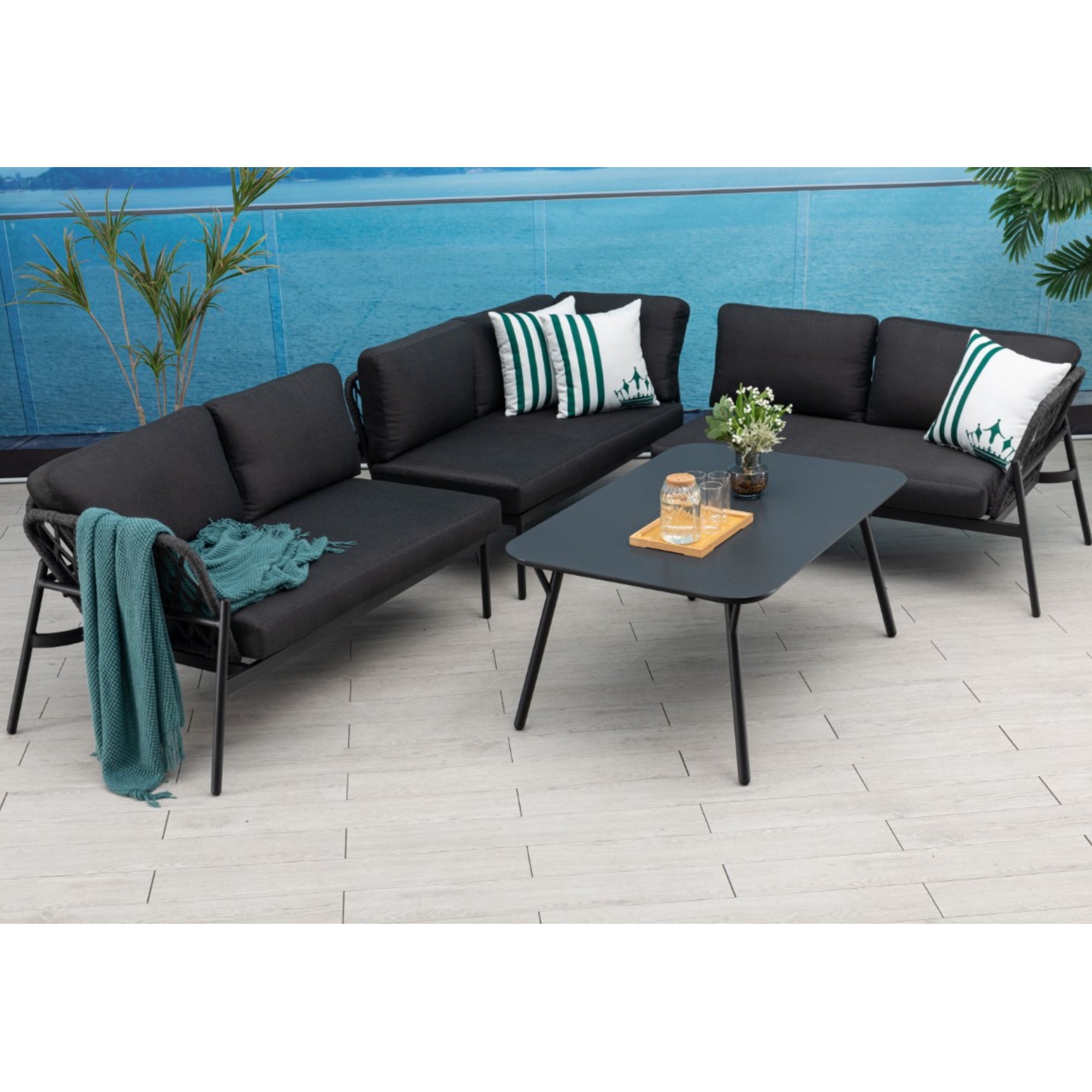 Das Trend-Produkt: Designer Lounge Set Lido Sitzgruppe Aluminium / Rope