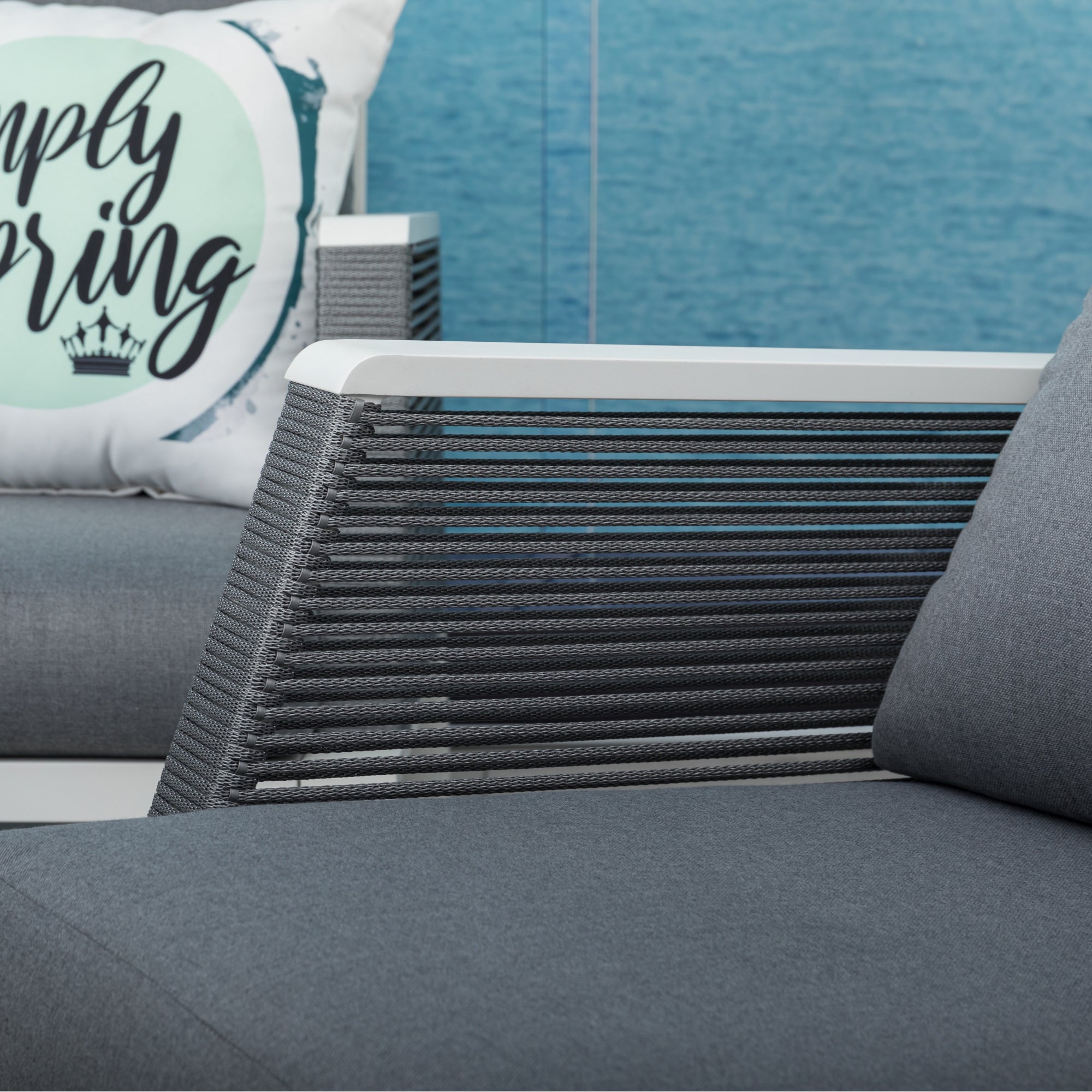 Eleganz in Weiß & Grau... Lounge Set Matera Alu / Rope, extra hoher Rücken zum bequemen verweilen