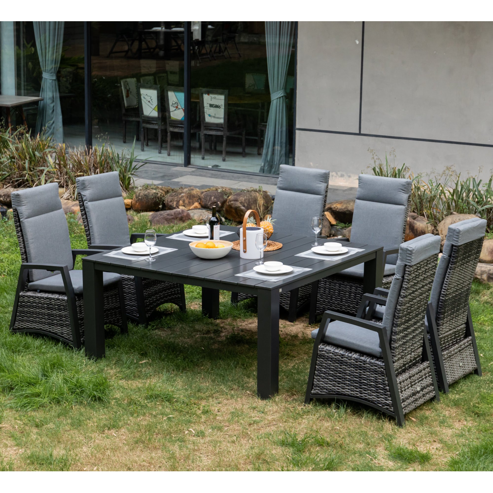 ☀️Summer Deal !☀️ Tisch für 8 Personen! Eckiger Aluminium Dining Tisch Trento in 152 x 152 x 74,5 cm