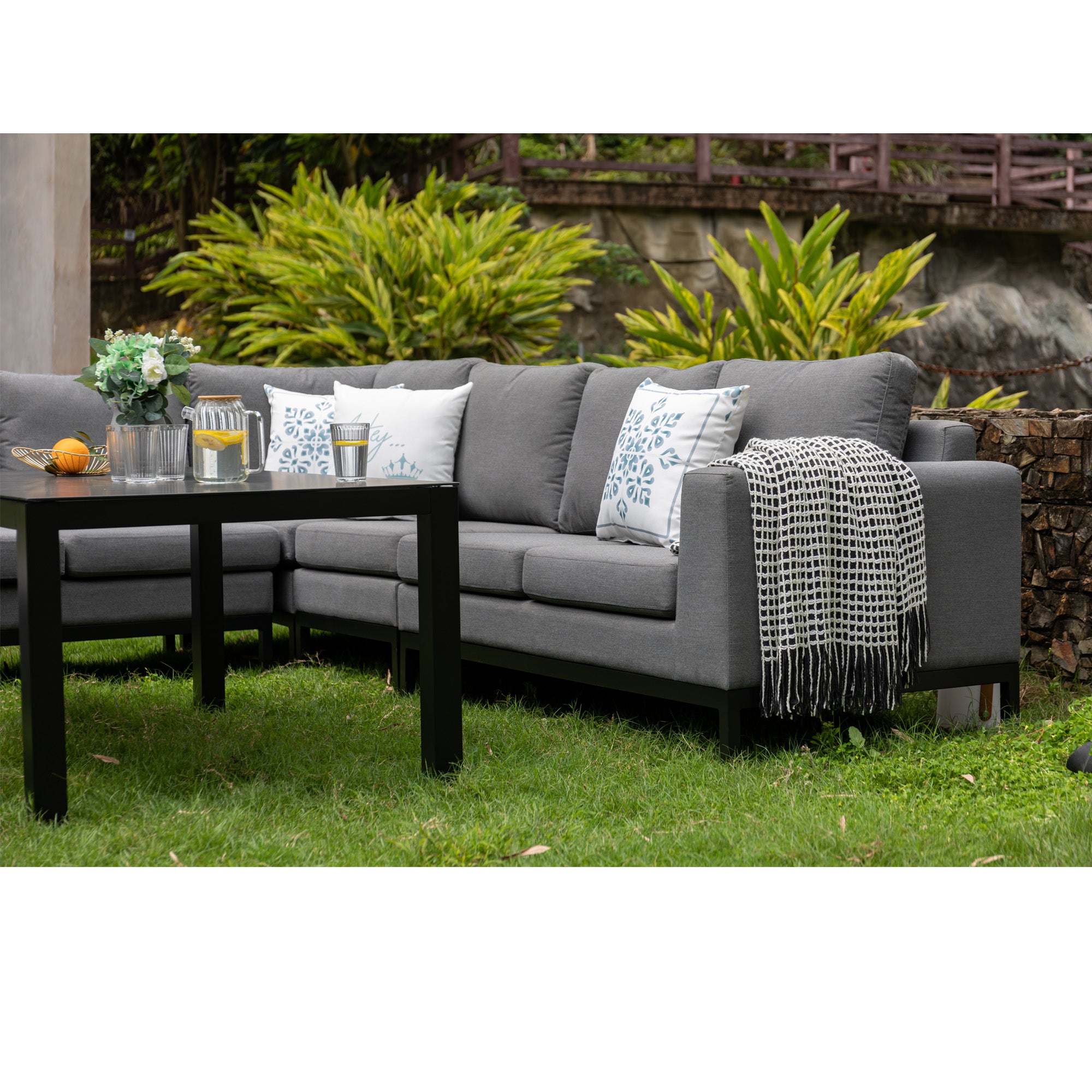 ⚽️ 🏆Unser WM Special! ⚽️🏆 LUXUS! Outdoor Lounge Set Tarent 100% wetterfest mit LIKA-TEX® Bezug in der Trendfarbe ash