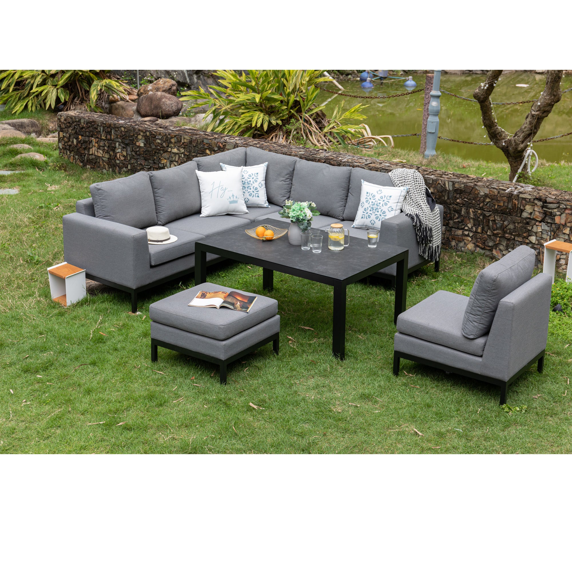 Outdoor Lounge Set Tarent 100% wetterfest mit LIKA-TEX® Bezug