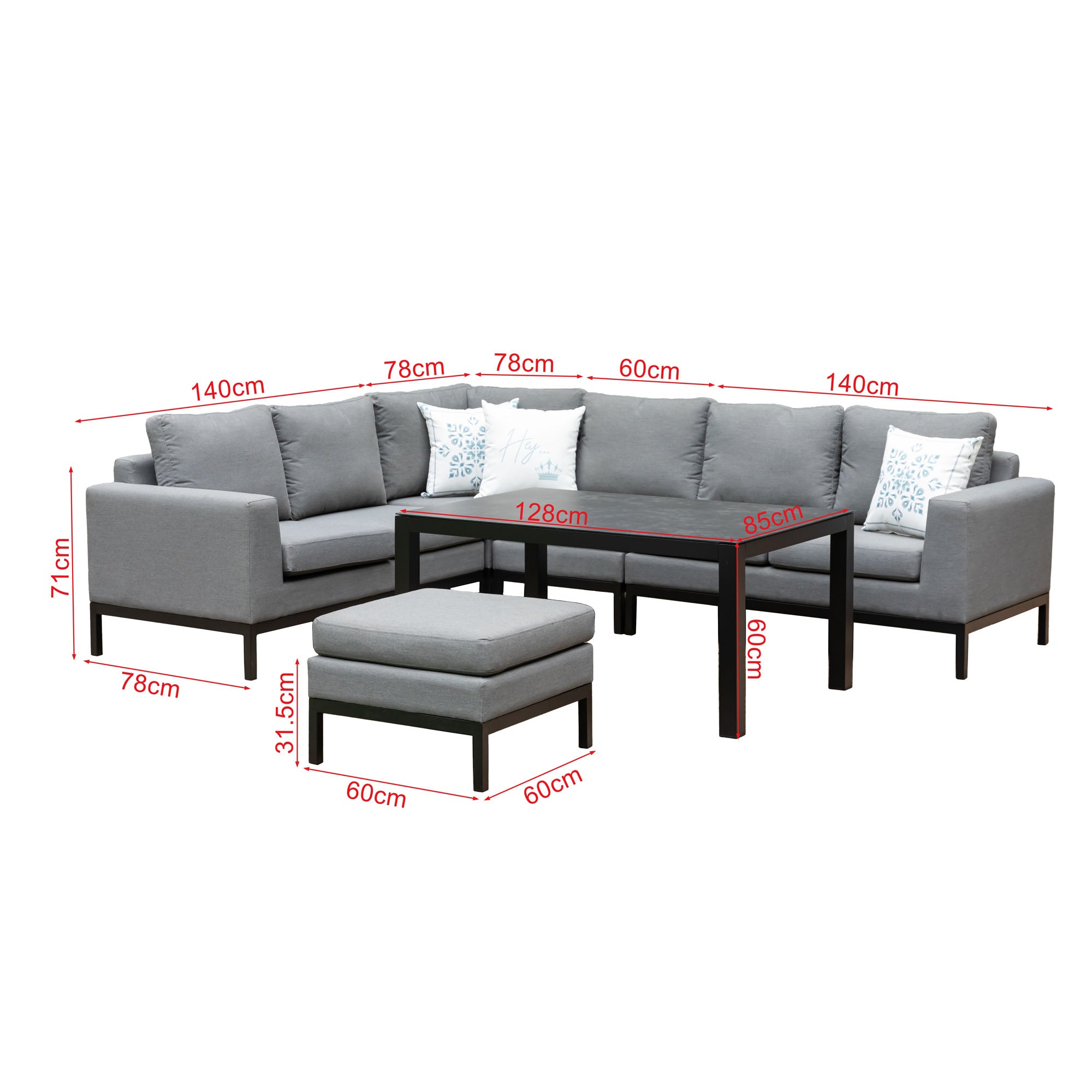 ⚽️ 🏆Unser WM Special! ⚽️🏆 LUXUS! Outdoor Lounge Set Tarent 100% wetterfest mit LIKA-TEX® Bezug in der Trendfarbe ash