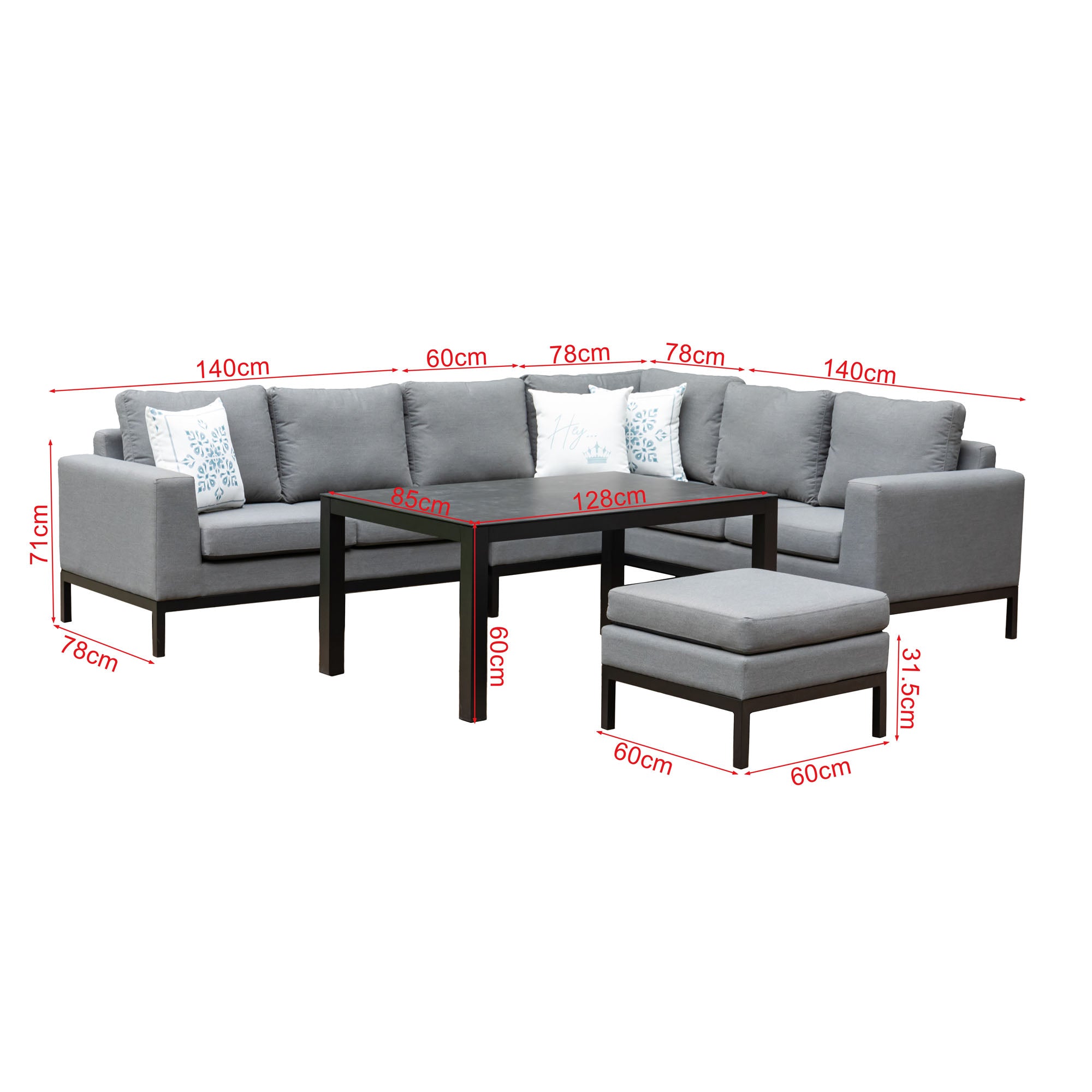 ⚽️ 🏆Unser WM Special! ⚽️🏆 LUXUS! Outdoor Lounge Set Tarent 100% wetterfest mit LIKA-TEX® Bezug in der Trendfarbe ash