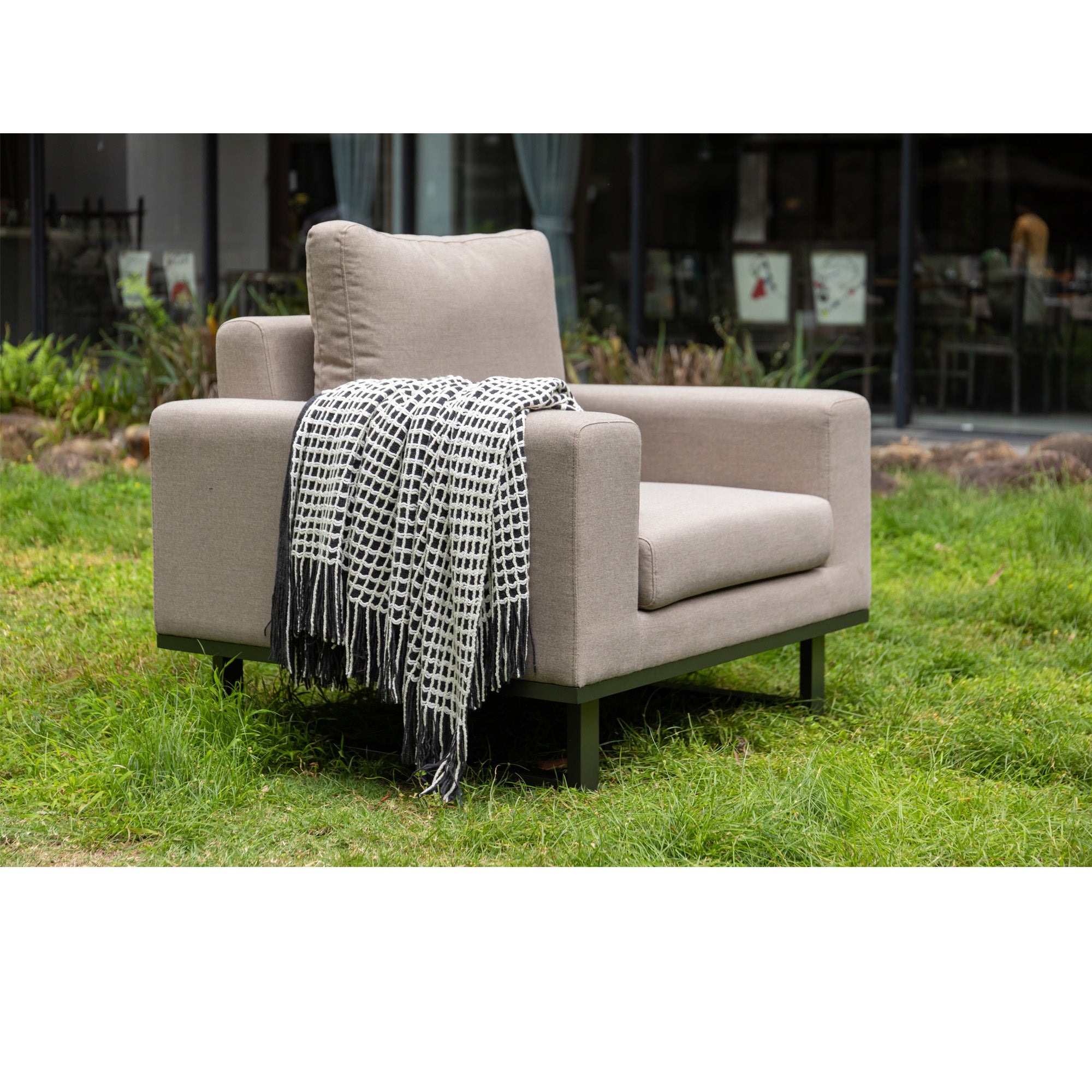 LUXUS! Outdoor Lounge Set Sava 100% wetterfest mit LIKA-TEX® Bezug sand (natur)