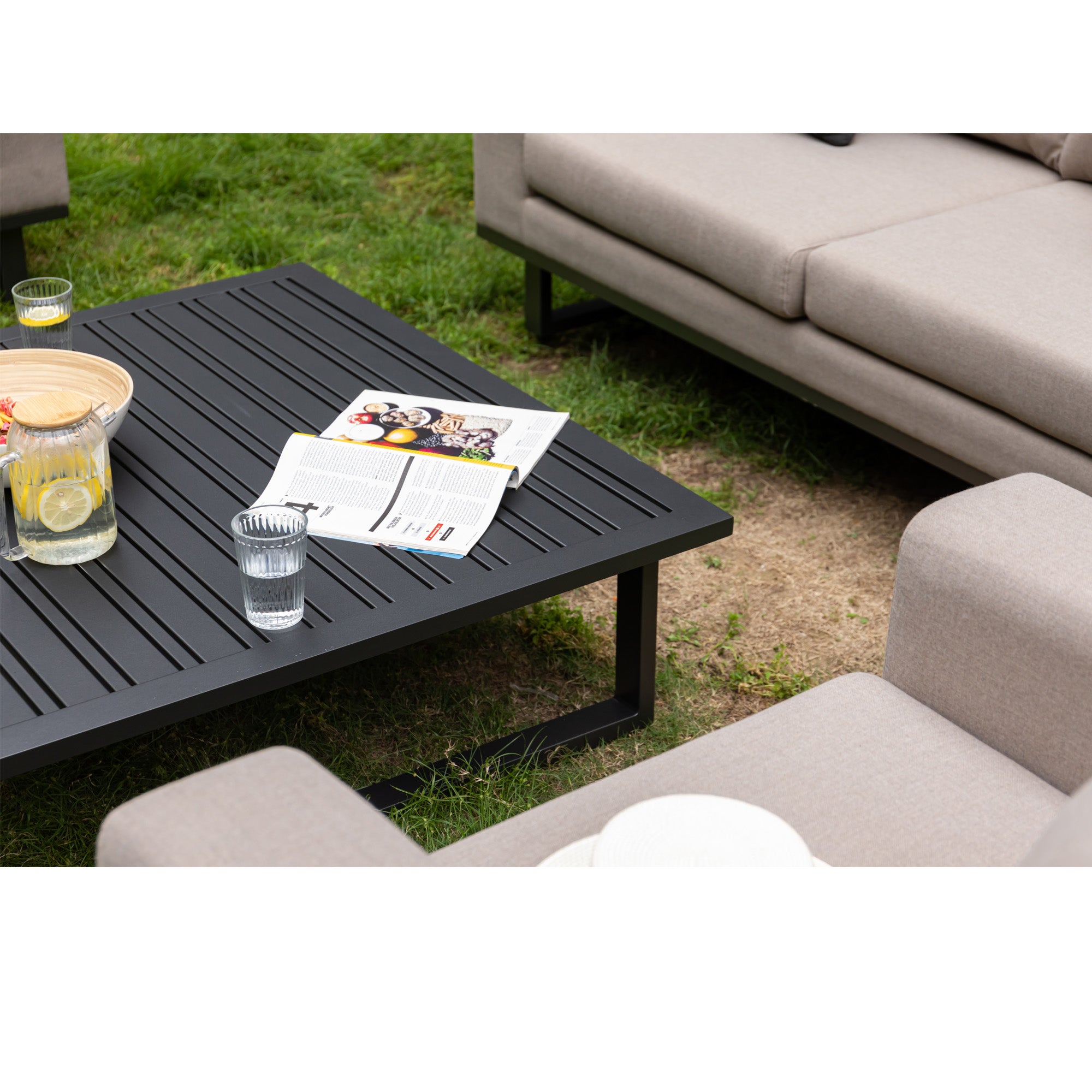LUXUS! Outdoor Lounge Set Sava 100% wetterfest mit LIKA-TEX® Bezug sand (natur)