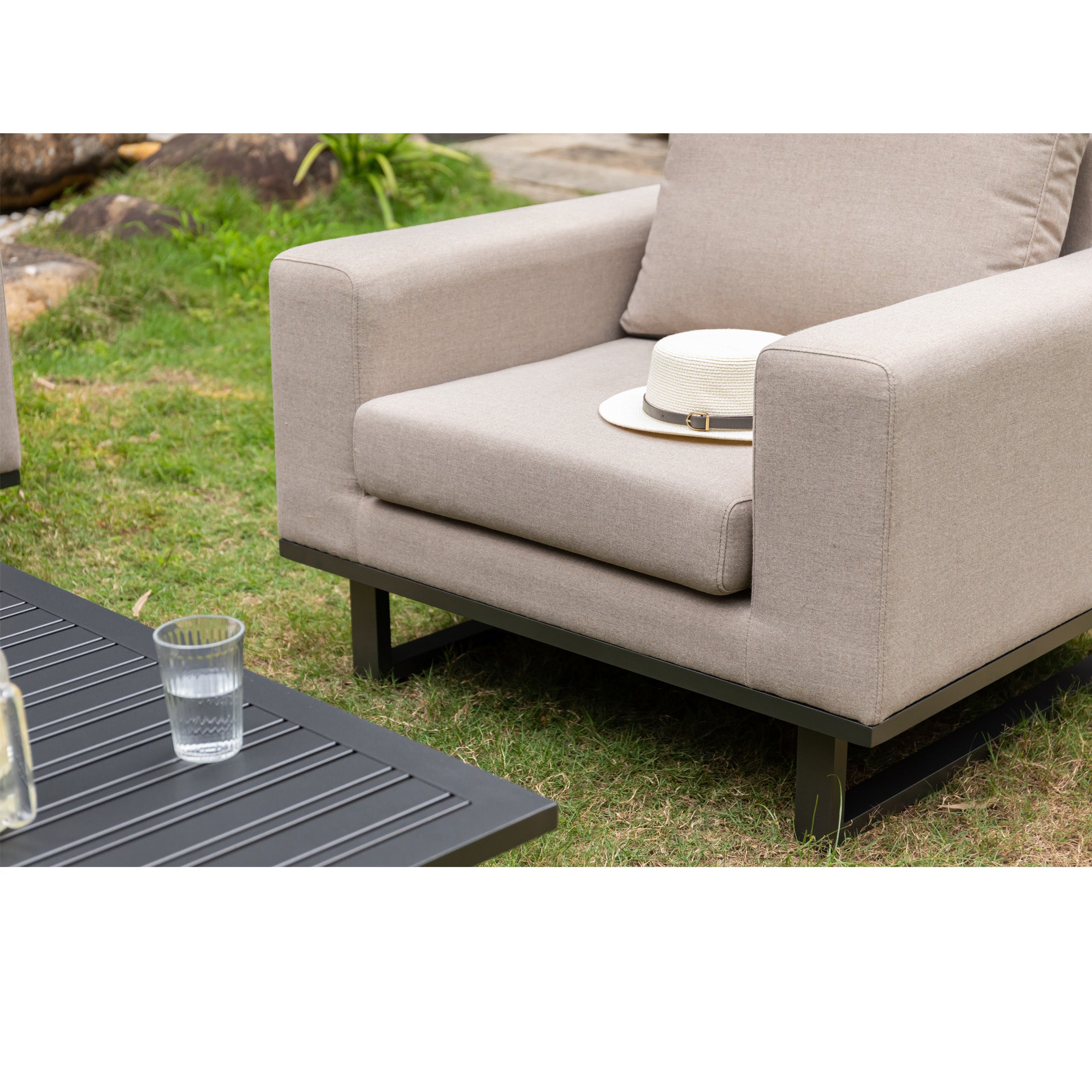 LUXUS! Outdoor Lounge Set Sava 100% wetterfest mit LIKA-TEX® Bezug sand (natur)