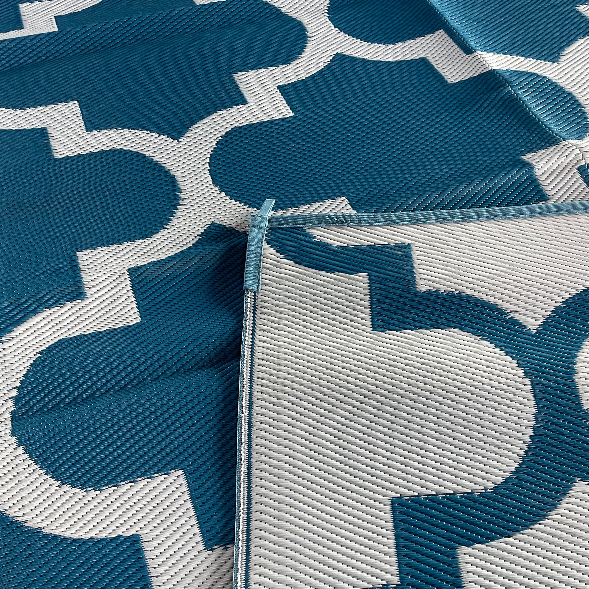 Outdoor Teppich wetterfest 270 x 360cm blau / weiß