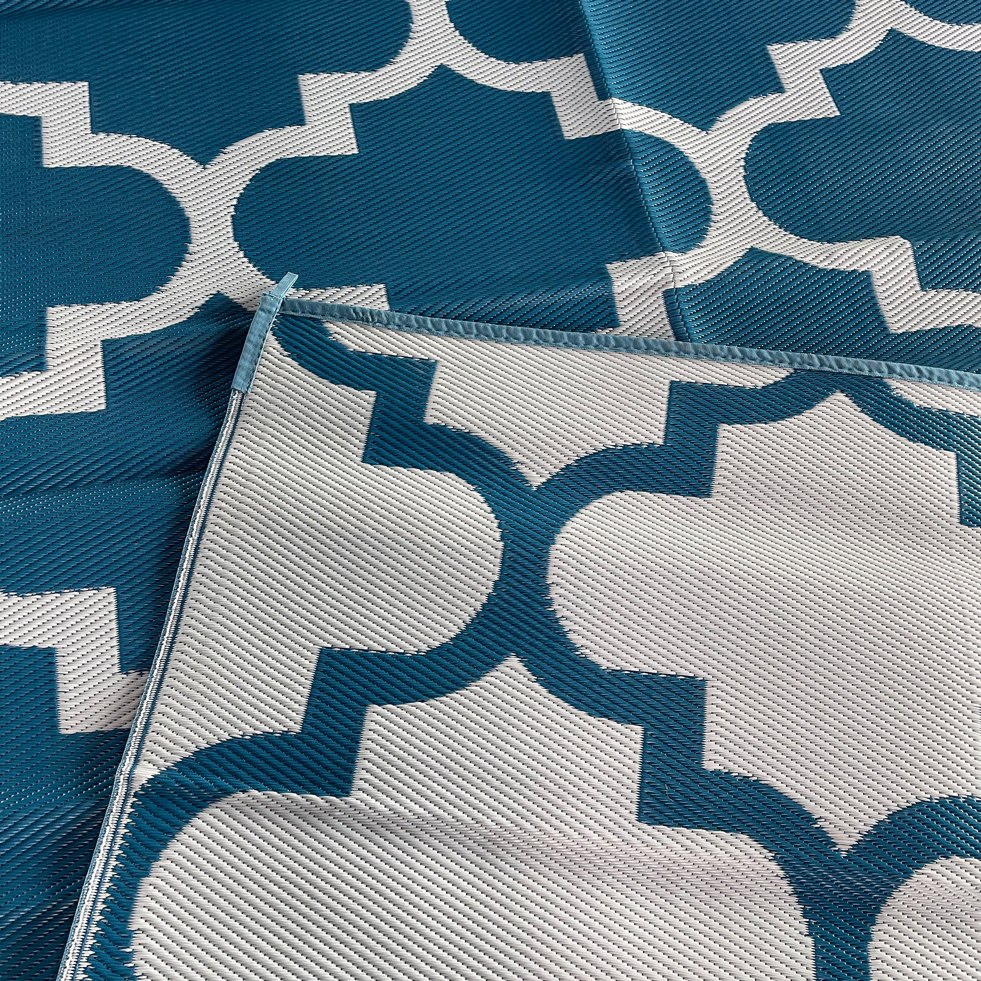 Outdoor Teppich wetterfest 270 x 360cm blau / weiß