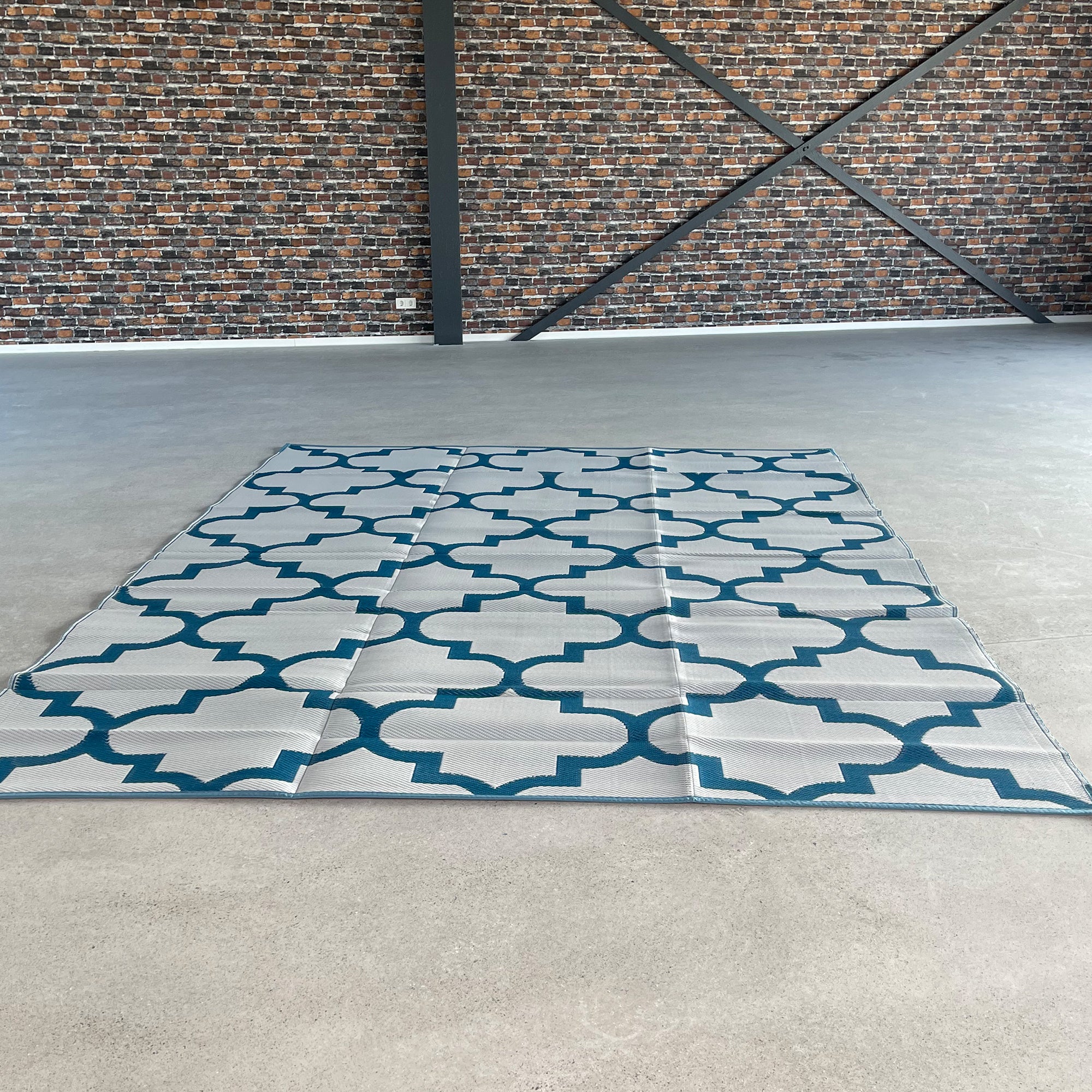 Outdoor Teppich wetterfest 270 x 360cm blau / weiß