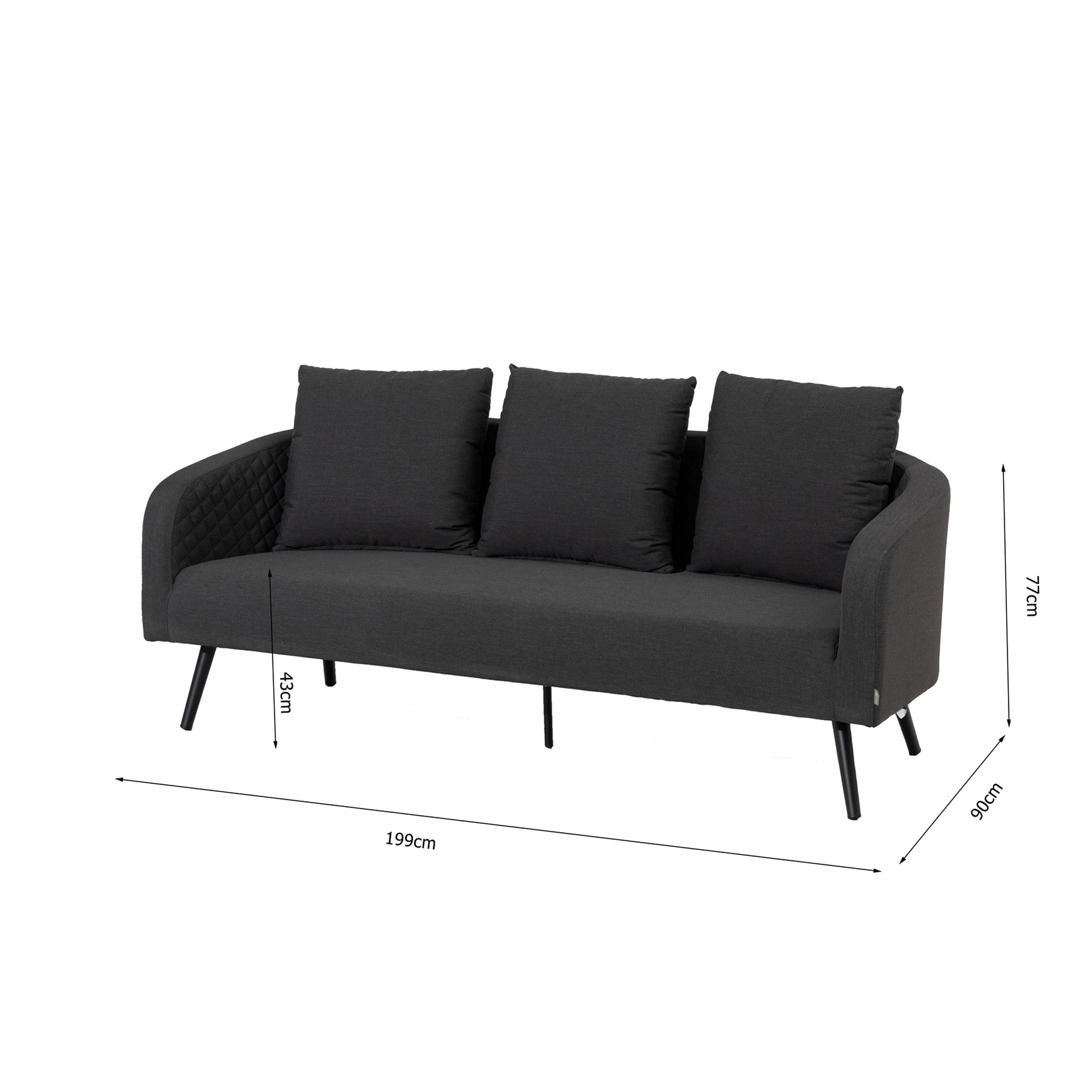 DAS POOL SOFA! Outdoor Sofa Puro 100% wetterfeste LIKA-TEX® Bezug lava (anthrazit)