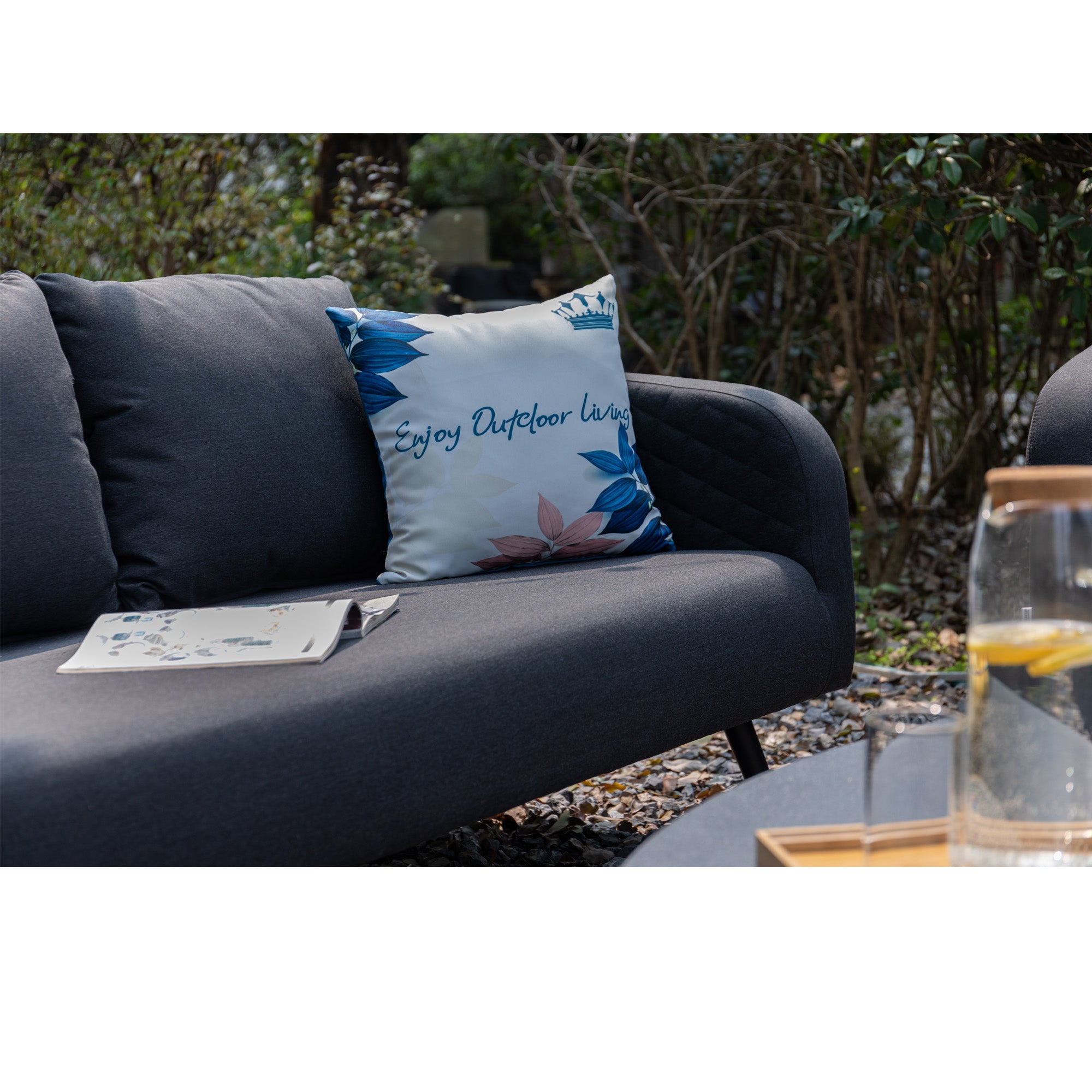 DAS POOL SOFA! Outdoor Sofa Puro 100% wetterfeste LIKA-TEX® Bezug lava (anthrazit)