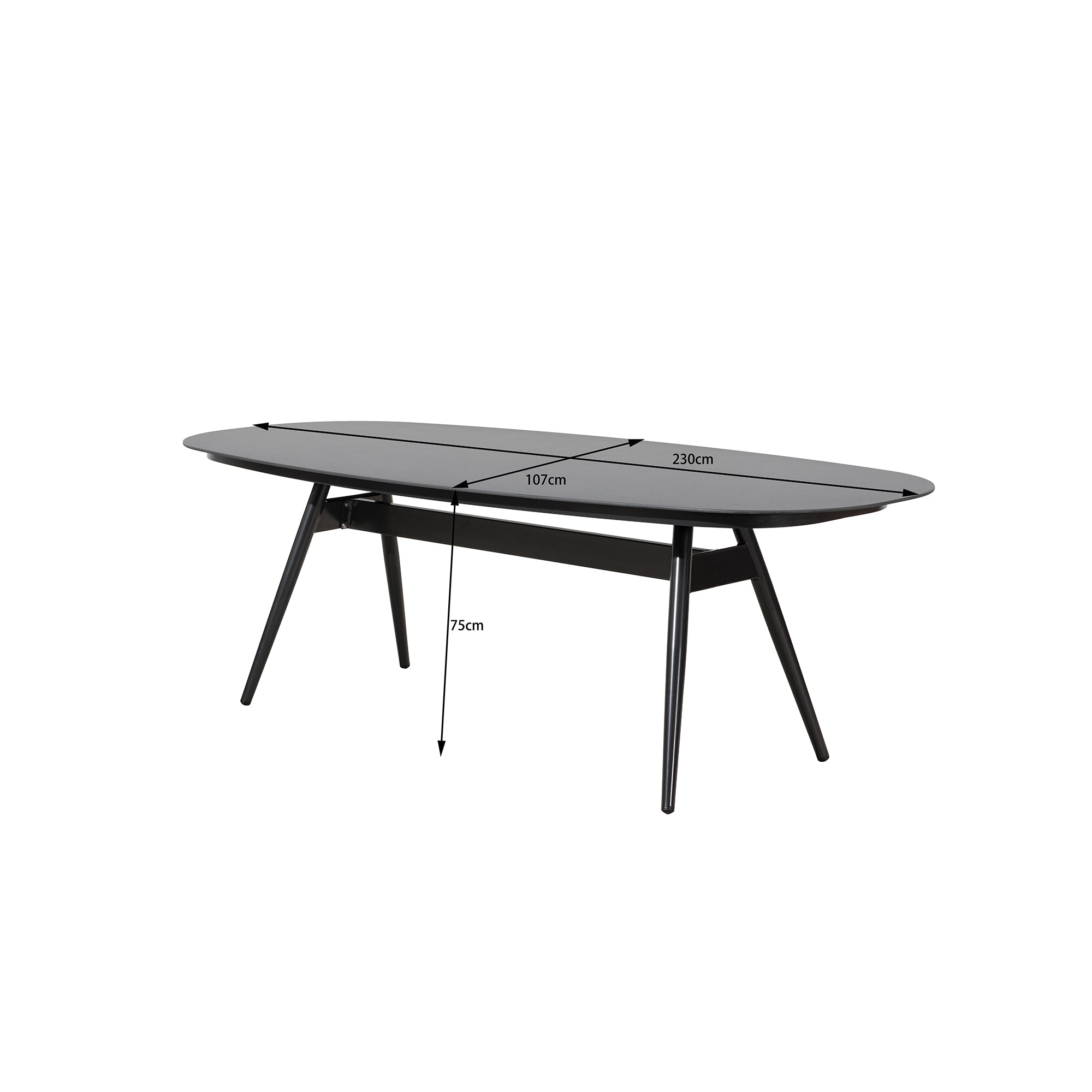 Design Highlight - Ovaler Aluminium Dining Tisch Puro 230x107cm