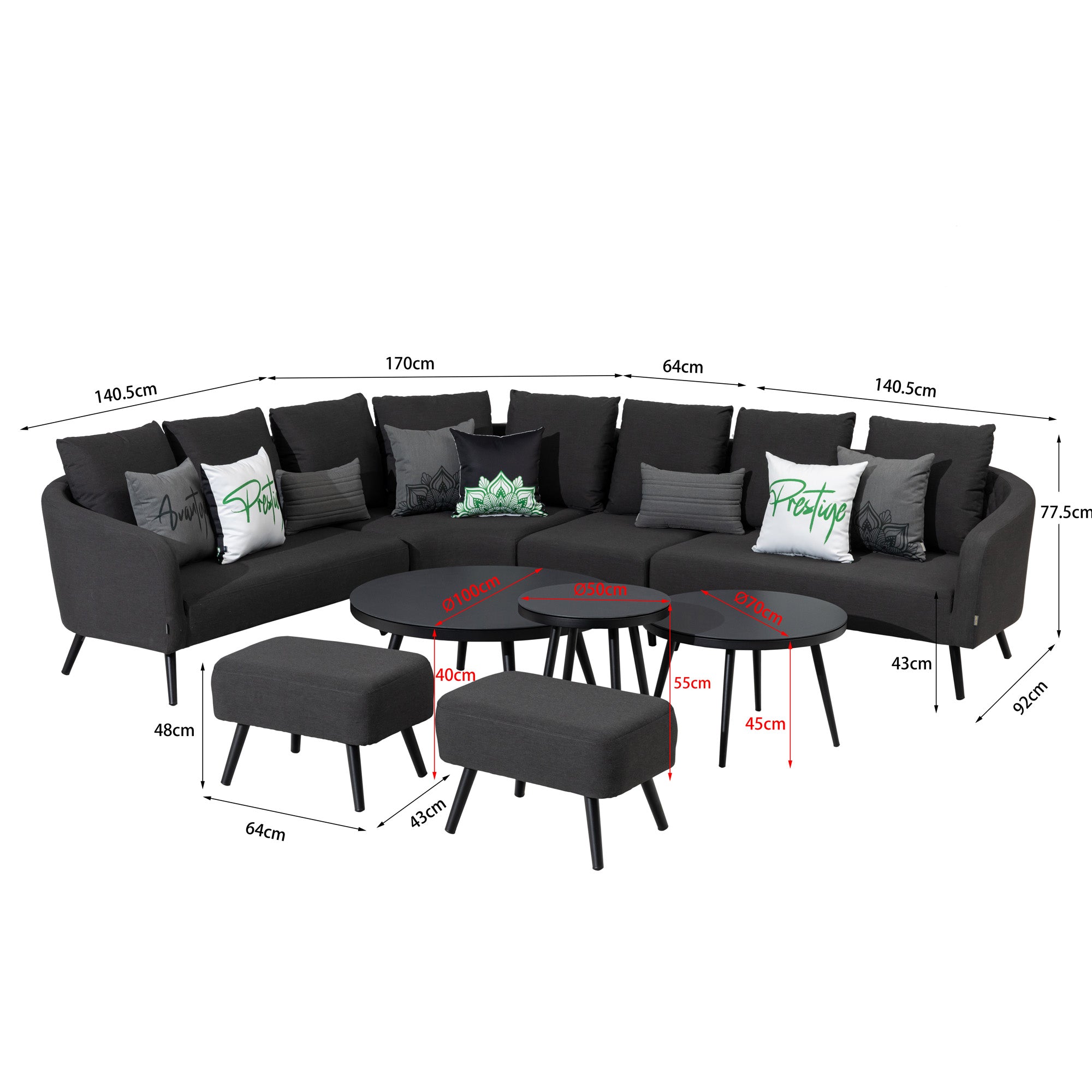 LUXUS PUR! Outdoor Lounge Set Riviera 100% wetterfest mit LIKA-TEX® Bezug