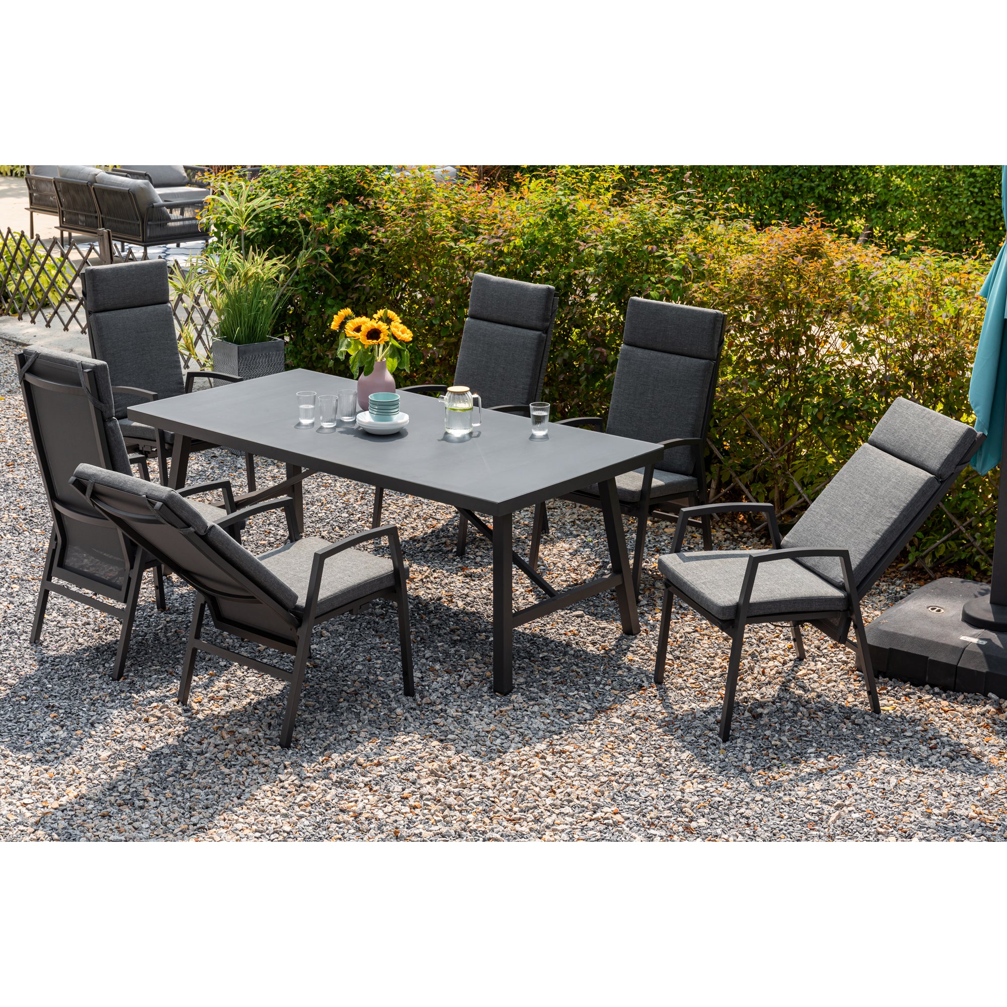 *JETZT VORBESTELLEN* Komfort und Design! 7 tlg. Aluminium Dining Move Set Arctic mit verstellbarer Rückenlehne