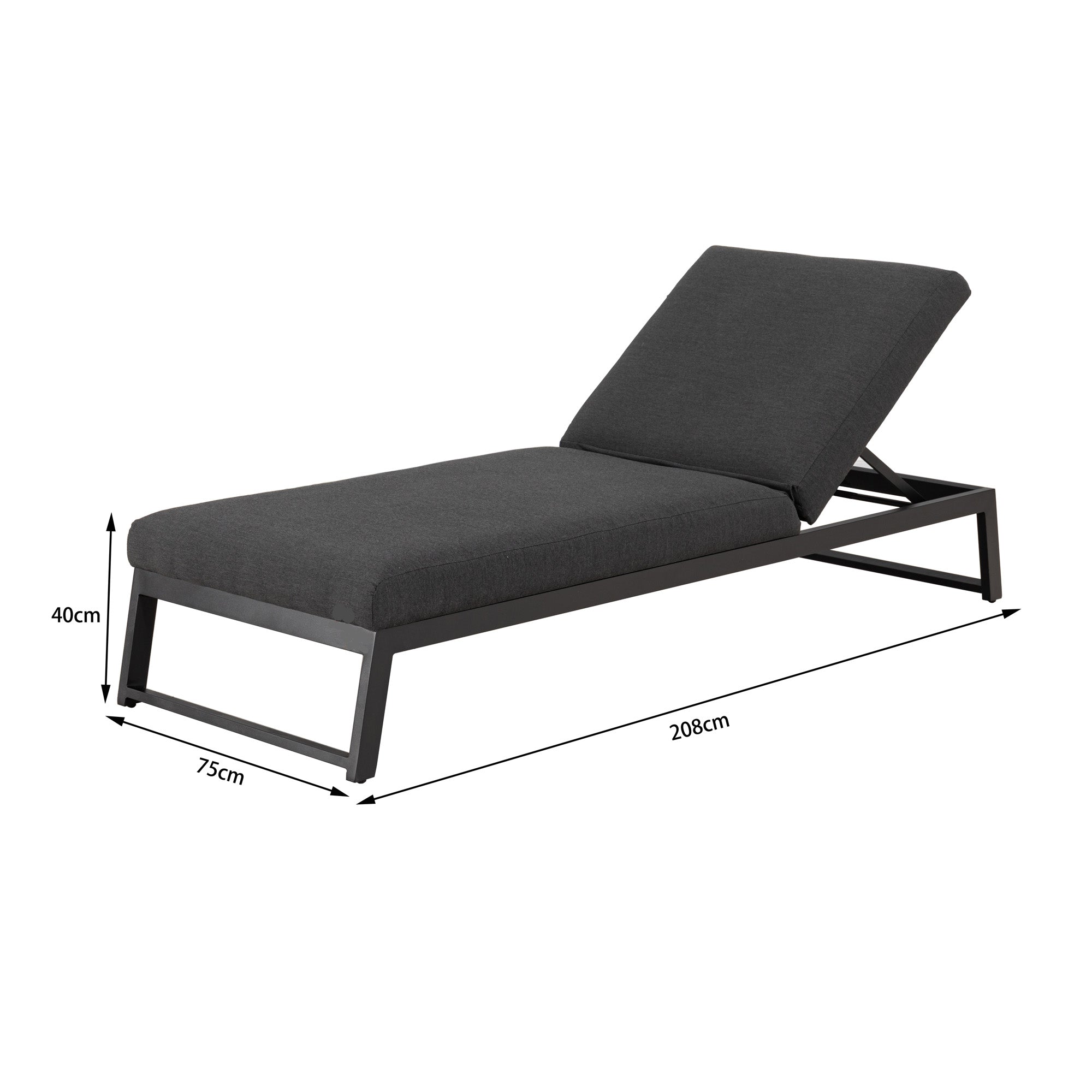 Outdoor Sonnenliege Heritage 100% LIKA-TEX® Bezug in Lava (anthrazit) / Wetterfest