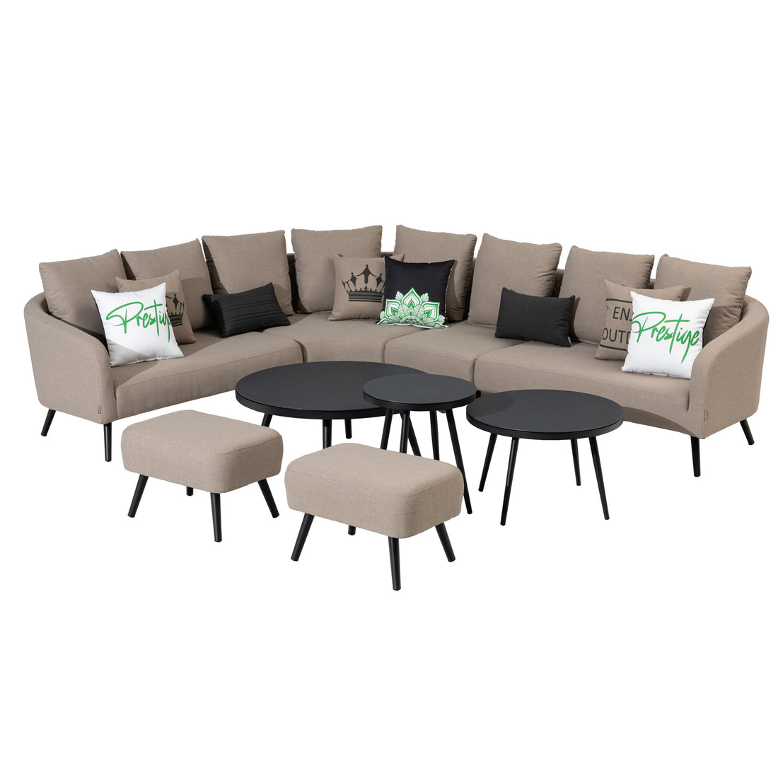 LUXUS PUR! Outdoor Lounge Set Riviera 100% wetterfest mit LIKA-TEX® Bezug sand