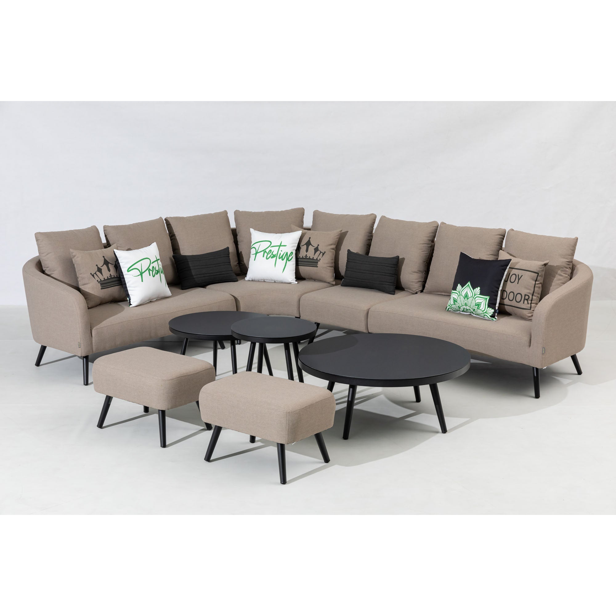 LUXUS PUR! Outdoor Lounge Set Riviera 100% wetterfest mit LIKA-TEX® Bezug sand