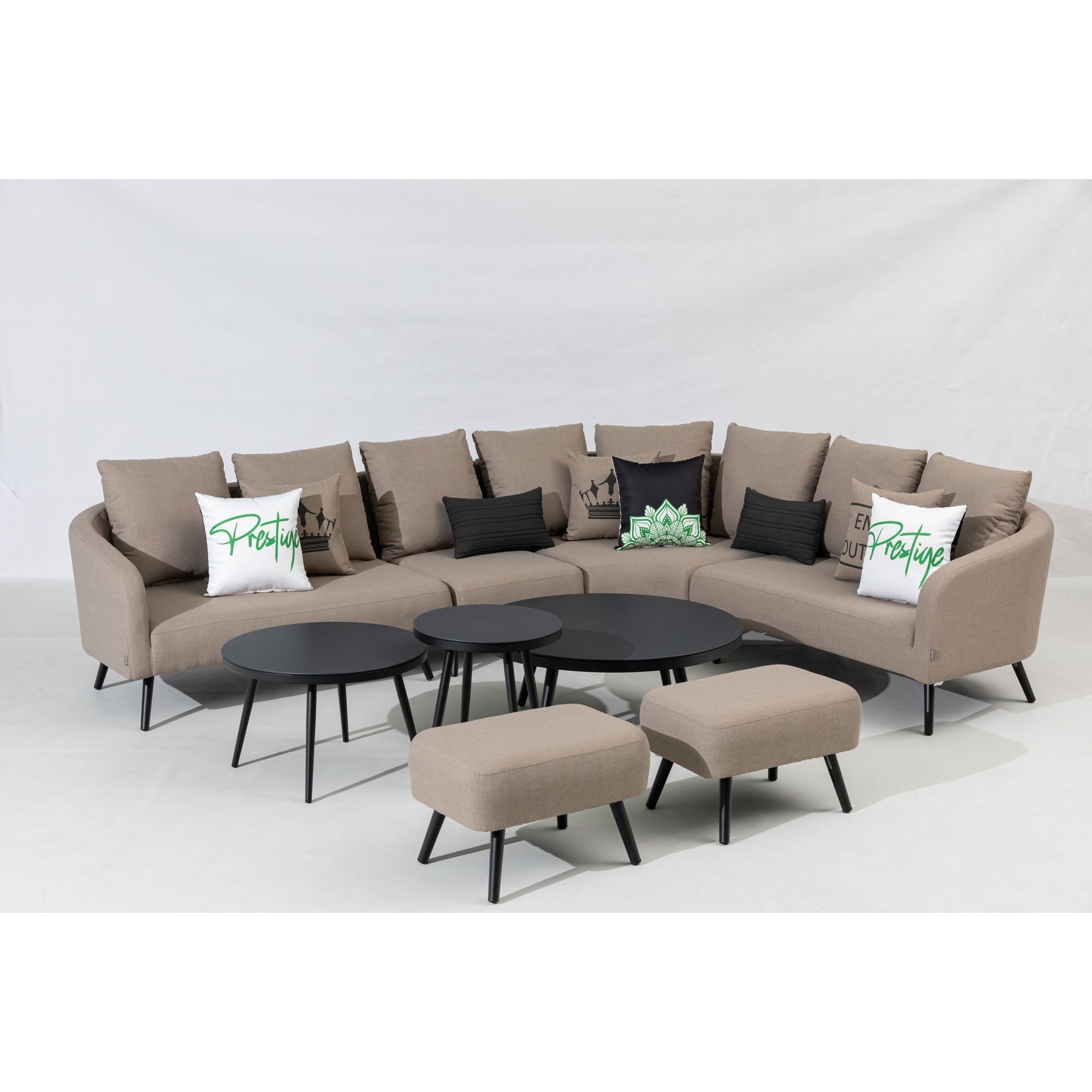 LUXUS PUR! Outdoor Lounge Set Riviera 100% wetterfest mit LIKA-TEX® Bezug sand