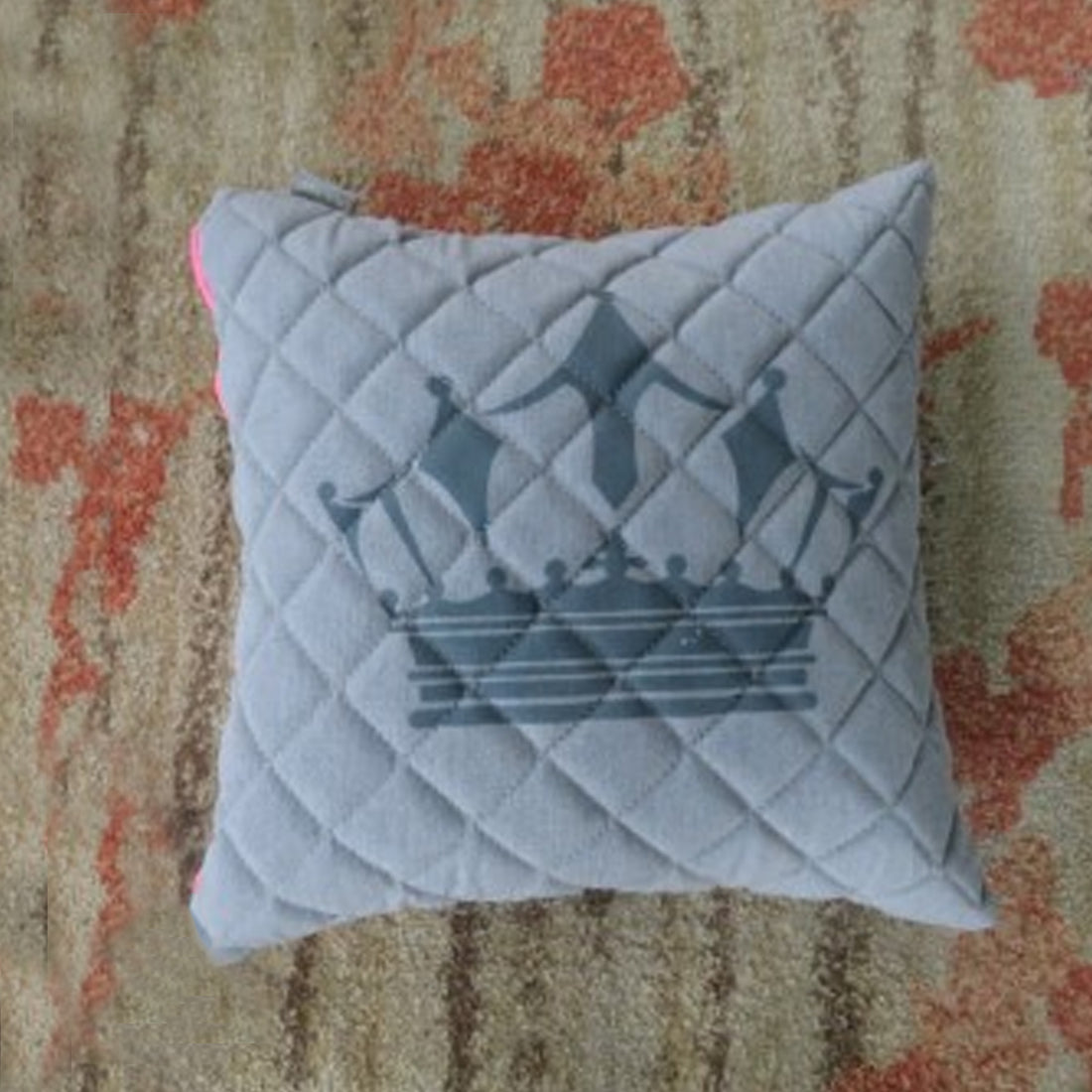 Outdoor Zierkissen Krone /pinkem Reißverschluss 100% wetterfest LIKA-TEX® Bezug grau