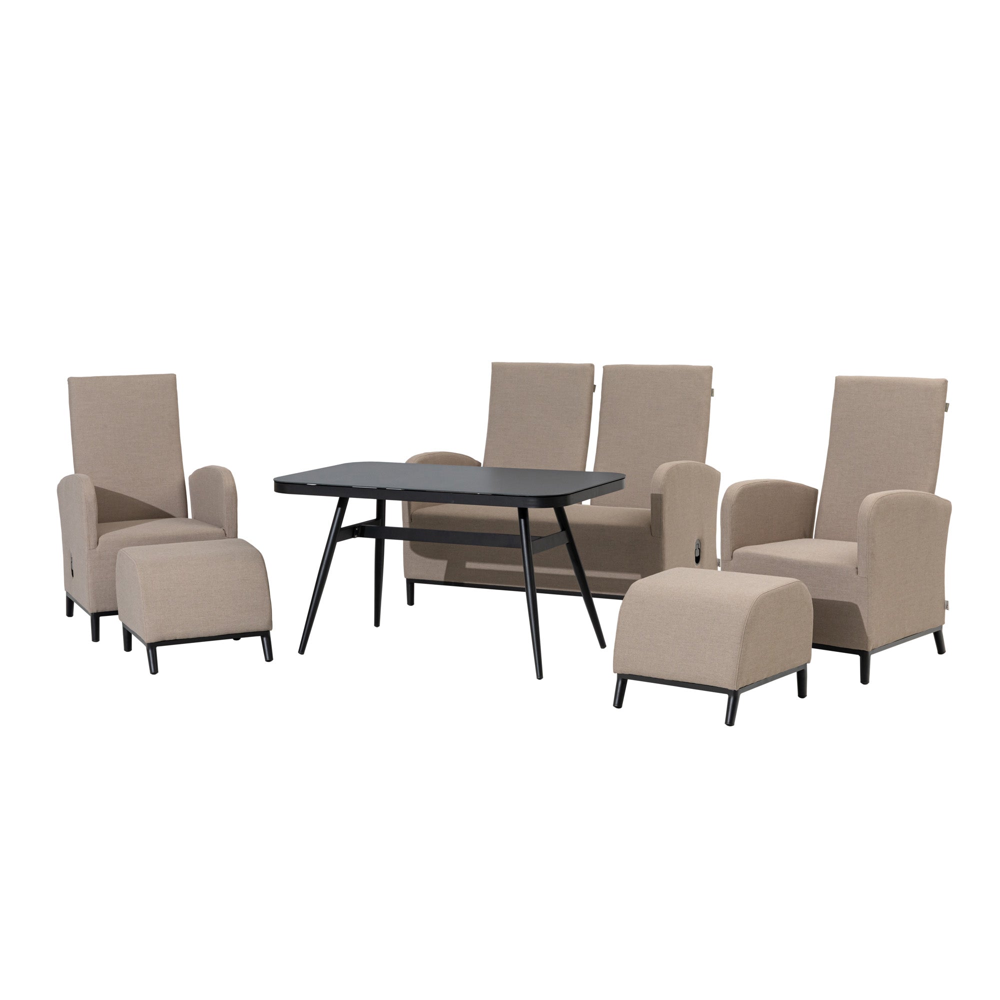 ☀️ AUS DER AUSSTELLUNG ☀️ Outdoor Dining Lounge Set Oasis 100% wetterfest LIKA-TEX® Bezug sand (natur) / Rücken verstellbar