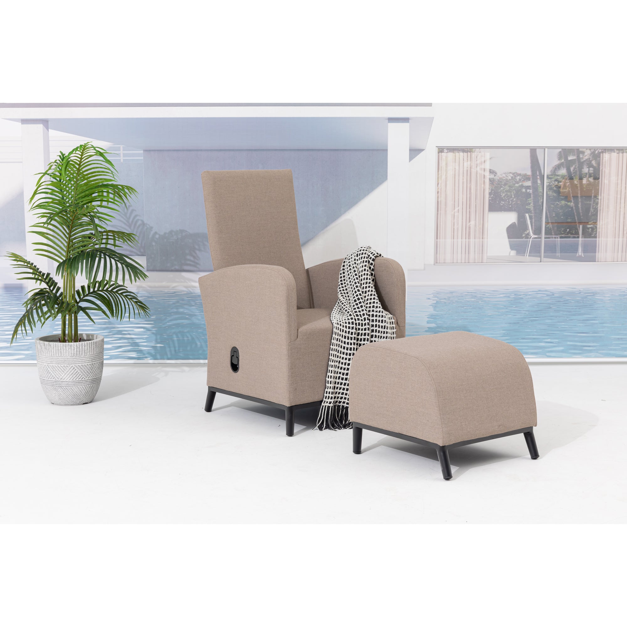 Outdoor Dining Lounge Set Oasis 100% wetterfest LIKA-TEX® Bezug sand (natur) / Rücken verstellbar