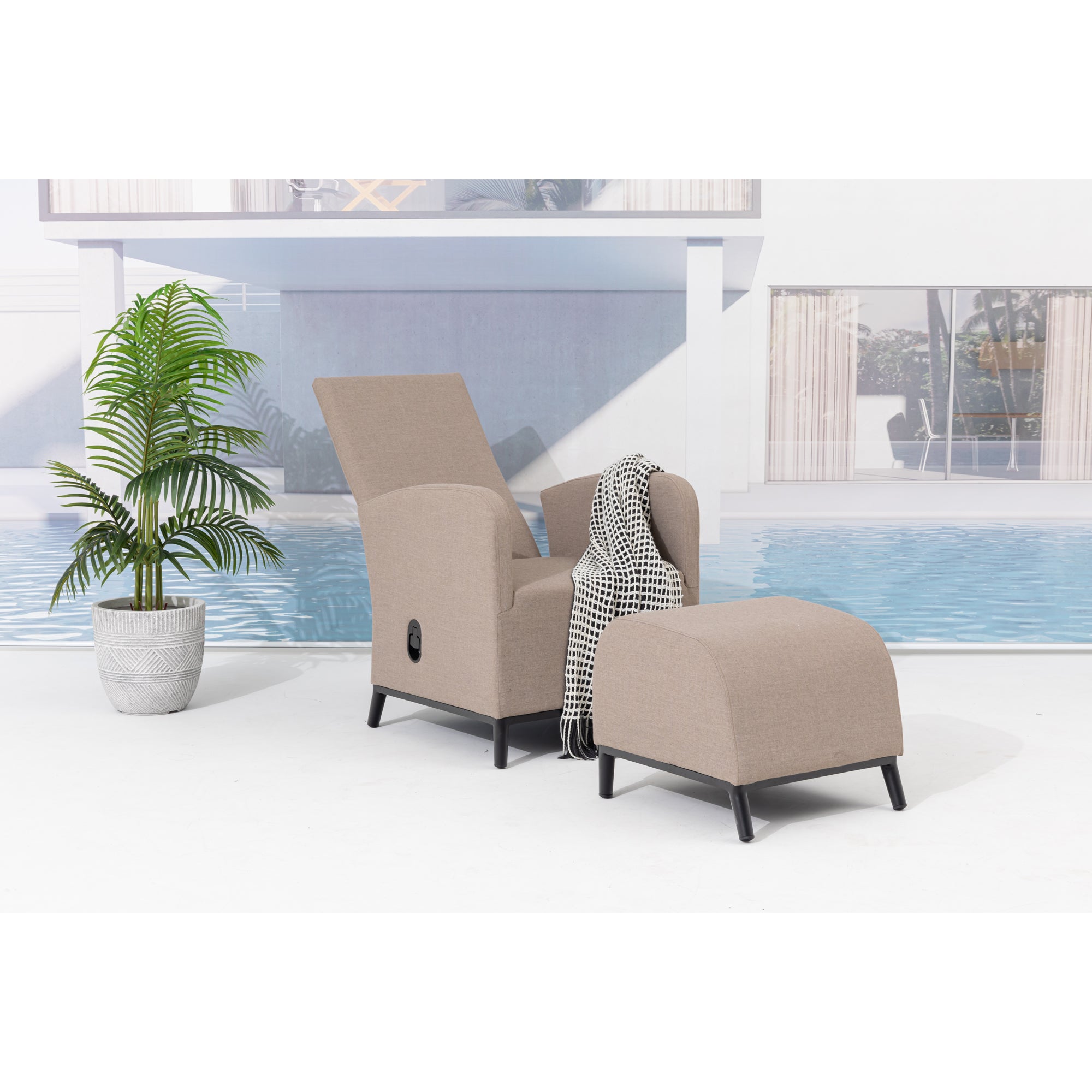 Outdoor Dining Lounge Set Oasis 100% wetterfest LIKA-TEX® Bezug sand (natur) / Rücken verstellbar