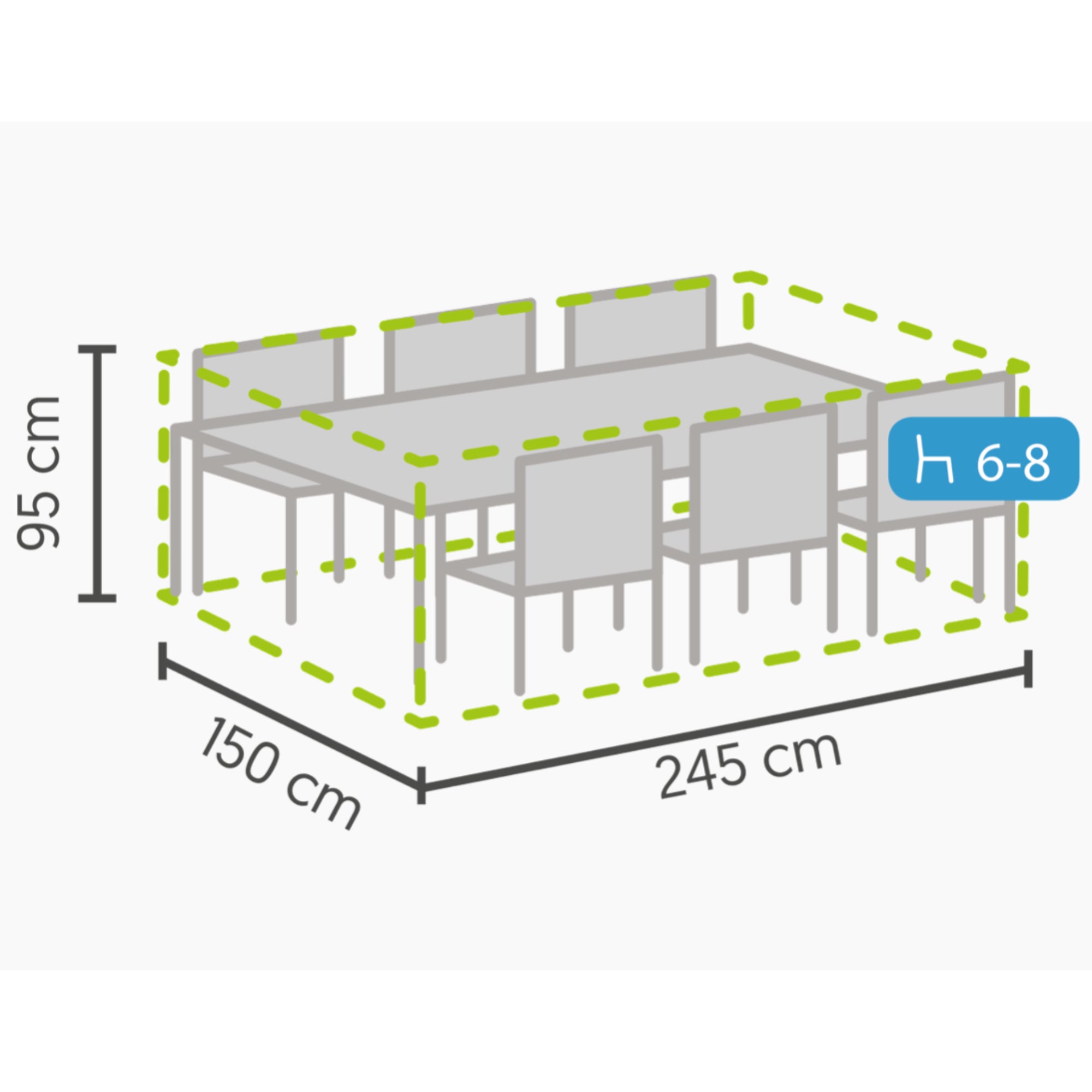 Premium Schutzhülle für Gartenmöbel Dining Gruppe - 245x150x95 cm