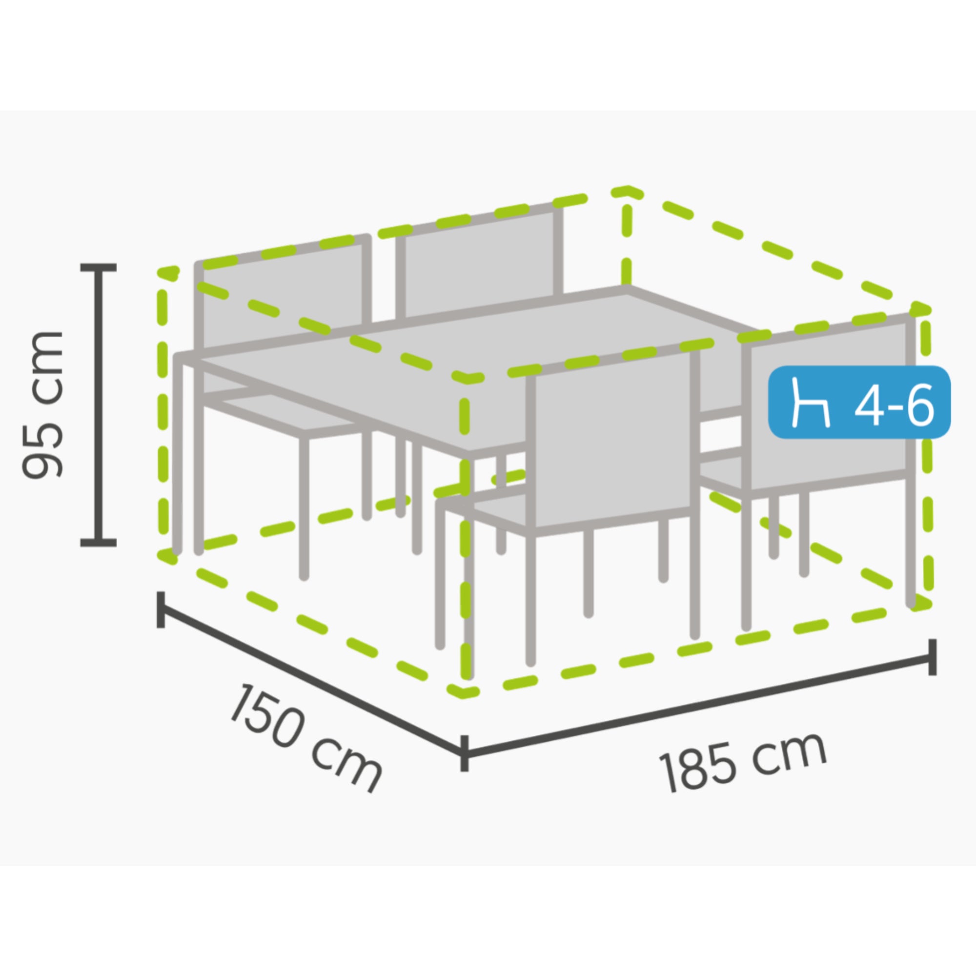 Premium Schutzhülle für Gartenmöbel Dining Gruppe - 185x150x95cm