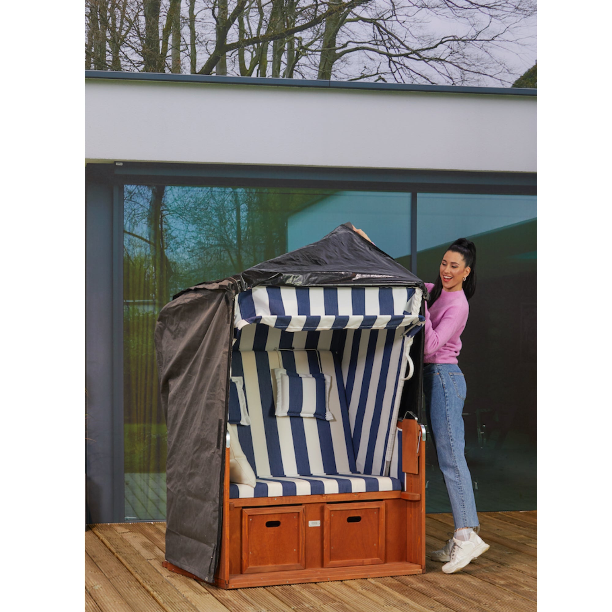 Premium Schutzhülle Strandkorbhülle - 138x105x160/135 cm