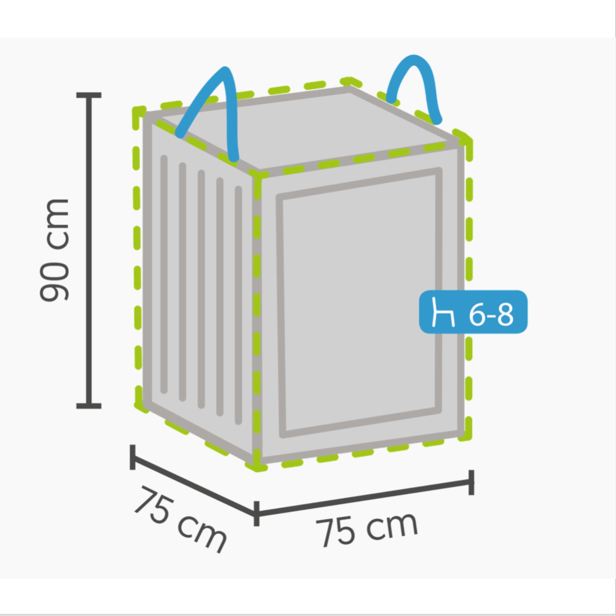 Premium Schutzhülle für Loungekissen Auflagen - 75x75x90 cm