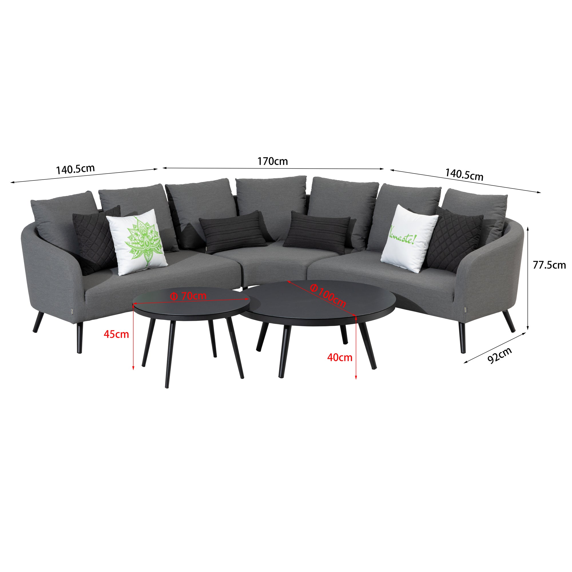 OUTDOOR NEU DEFINIERT! DESIGN - Lounge Set Voyage 100% LIKA-TEX® Bezug in ash (grau)