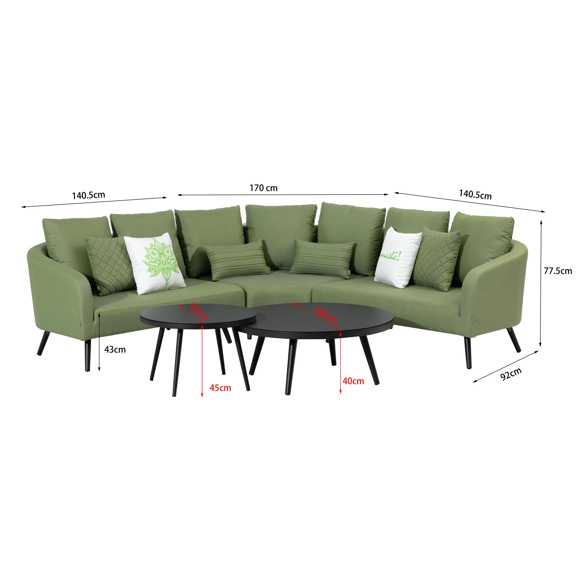 OUTDOOR NEU DEFINIERT! DESIGN - Lounge Set Voyage 100% LIKA-TEX® Bezug in olive (grün)