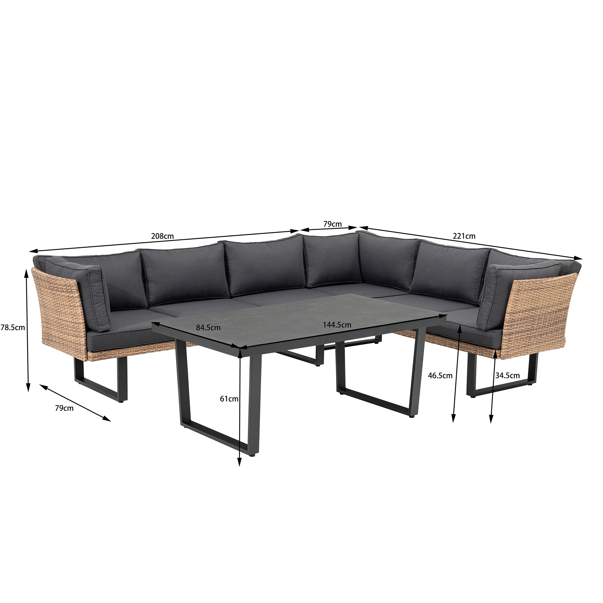 Designer Dining Lounge Iguana / variabel stellbar / hoher Tisch ideal zum speisen