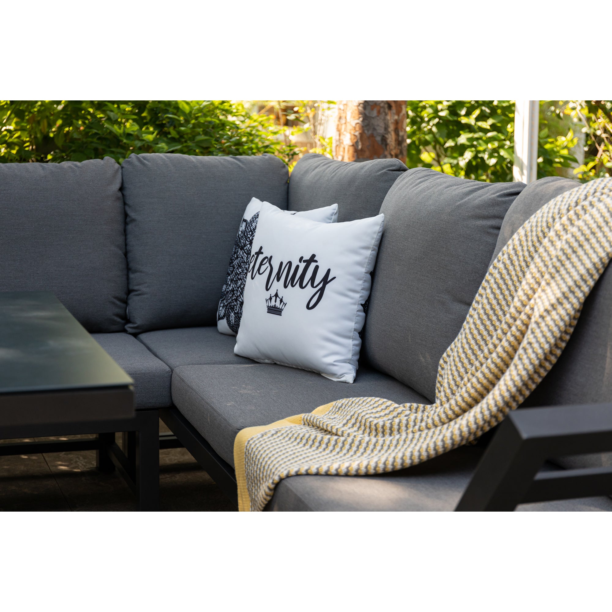 Alu Dining Lounge Set Kaprun 3in1 Funktion mit 100% wetterfestem LIKA-TEX® Bezug in grau