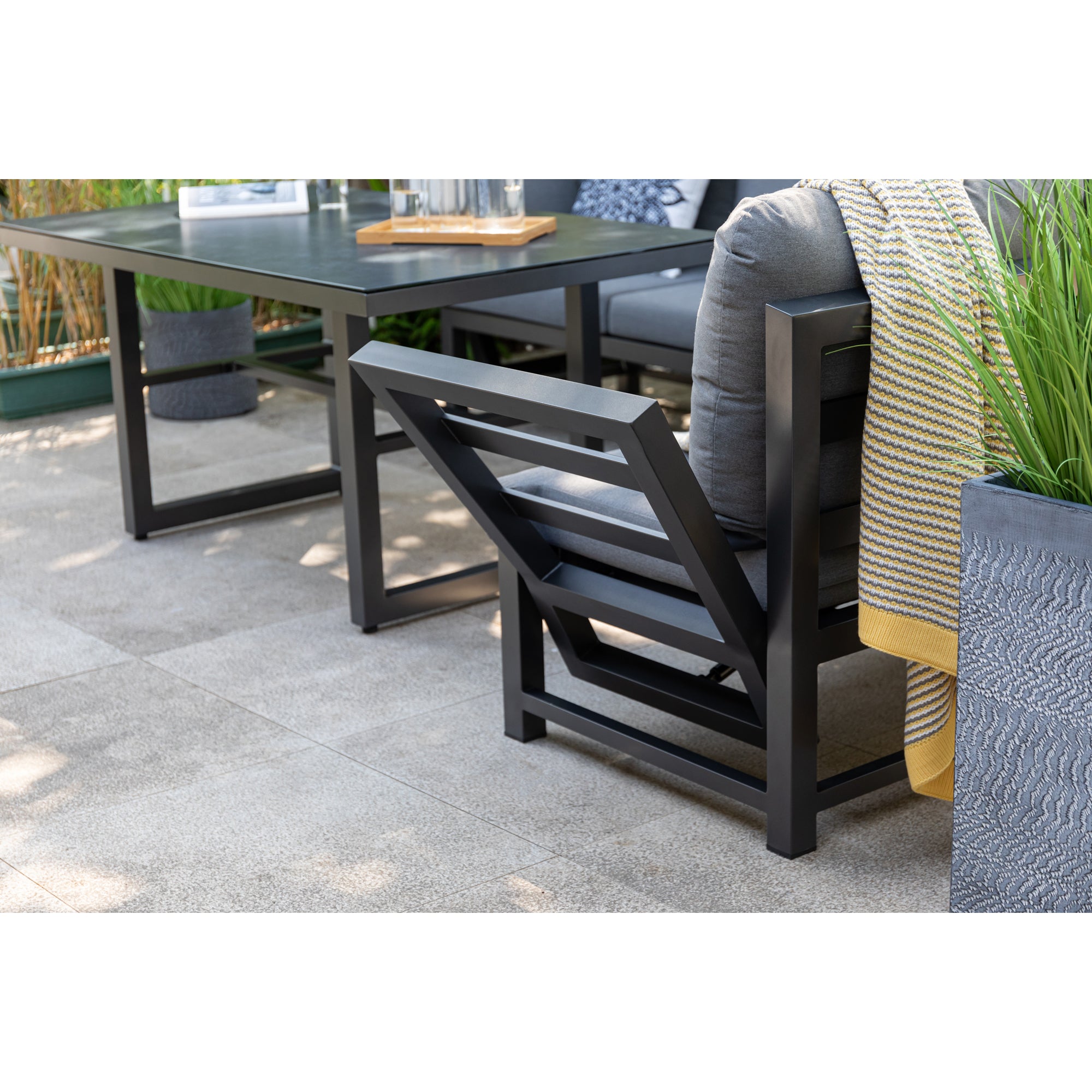 Alu Dining Lounge Set Kaprun 3in1 Funktion mit 100% wetterfestem LIKA-TEX® Bezug in grau