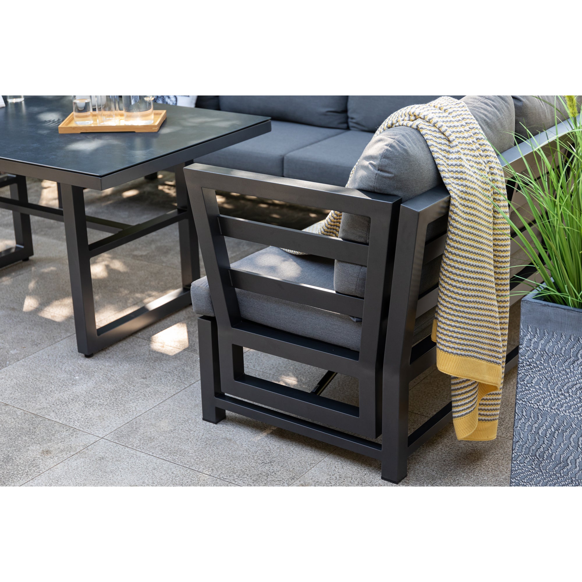 Alu Dining Lounge Set Kaprun 3in1 Funktion mit 100% wetterfestem LIKA-TEX® Bezug in grau