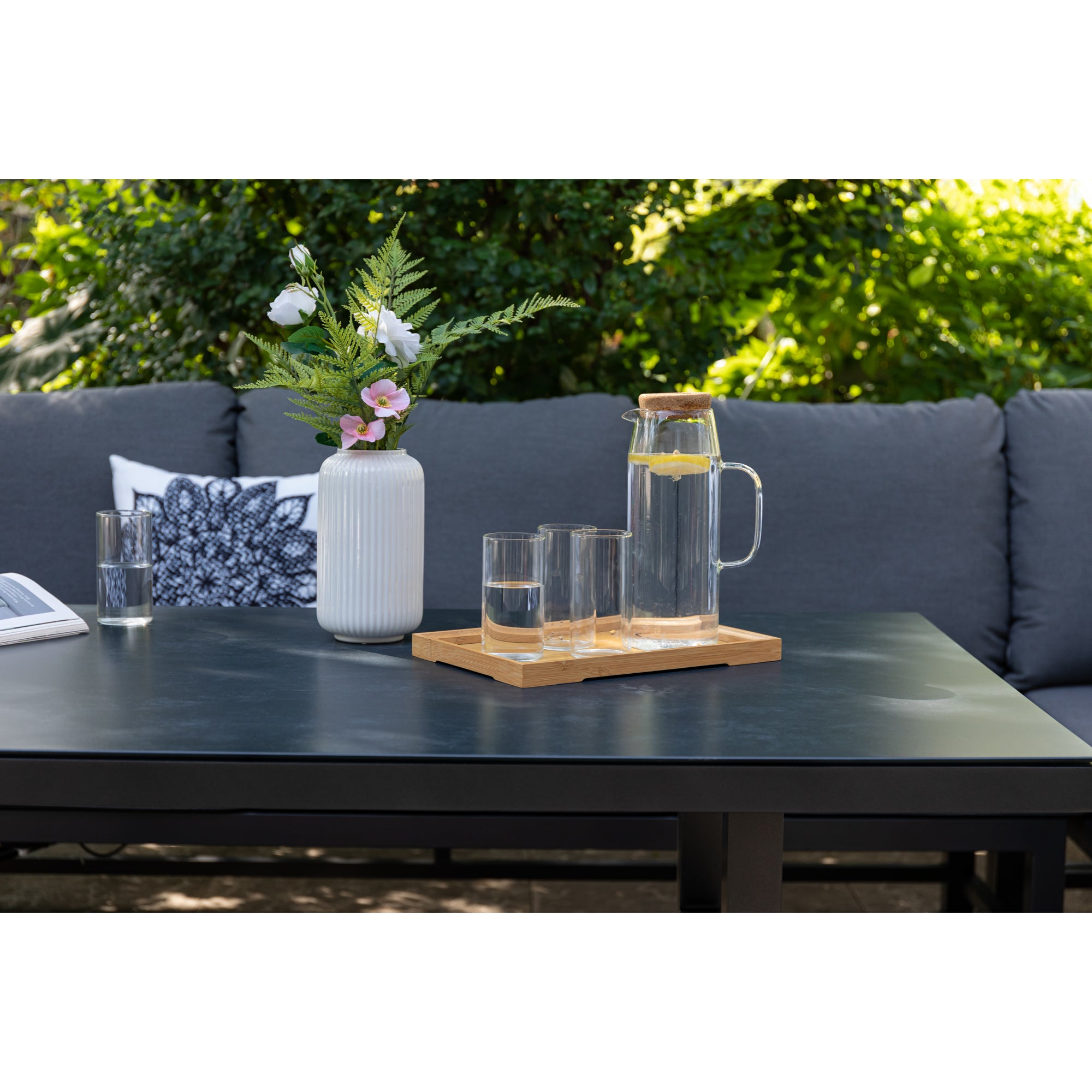 Alu Dining Lounge Set Kaprun 3in1 Funktion mit 100% wetterfestem LIKA-TEX® Bezug in grau