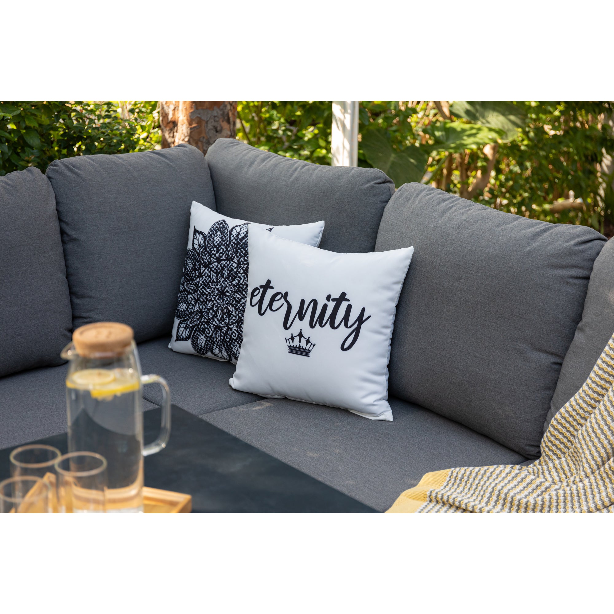 Alu Dining Lounge Set Kaprun 3in1 Funktion mit 100% wetterfestem LIKA-TEX® Bezug in grau