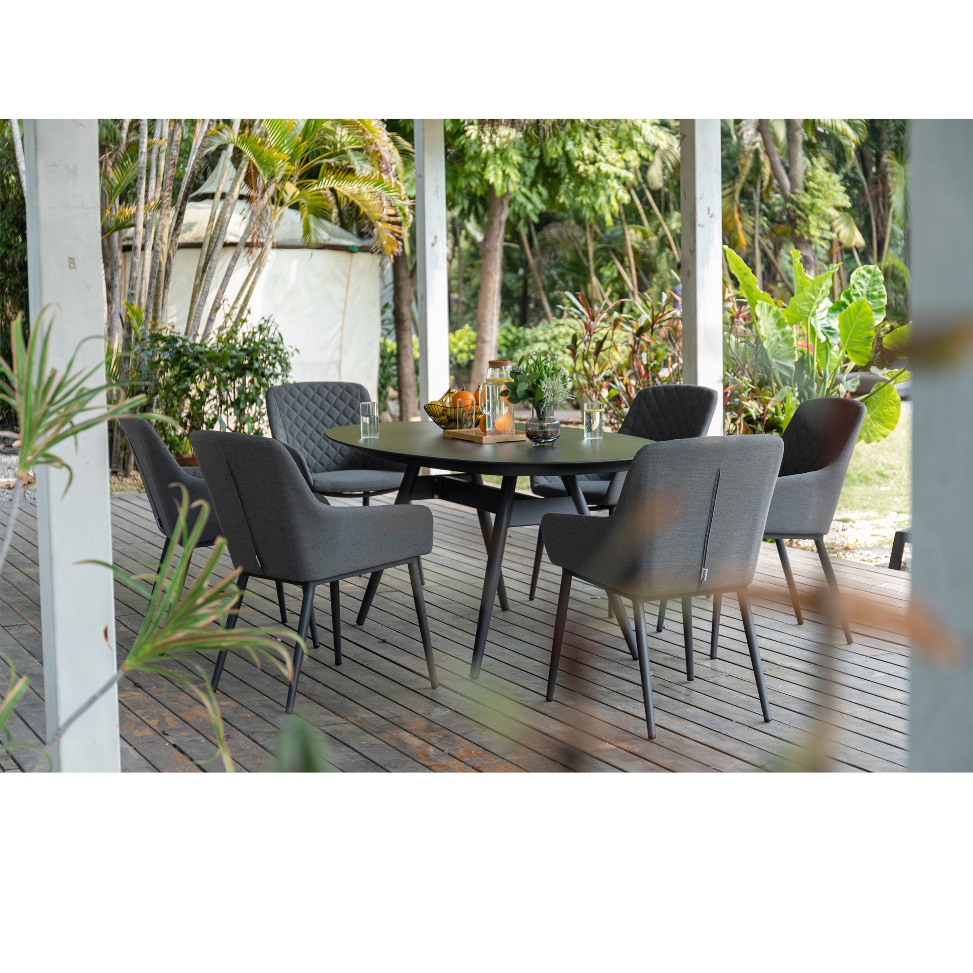 Design Highlight - Ovaler Aluminium Loungetisch Puro / New Spraystone 146x75x68cm