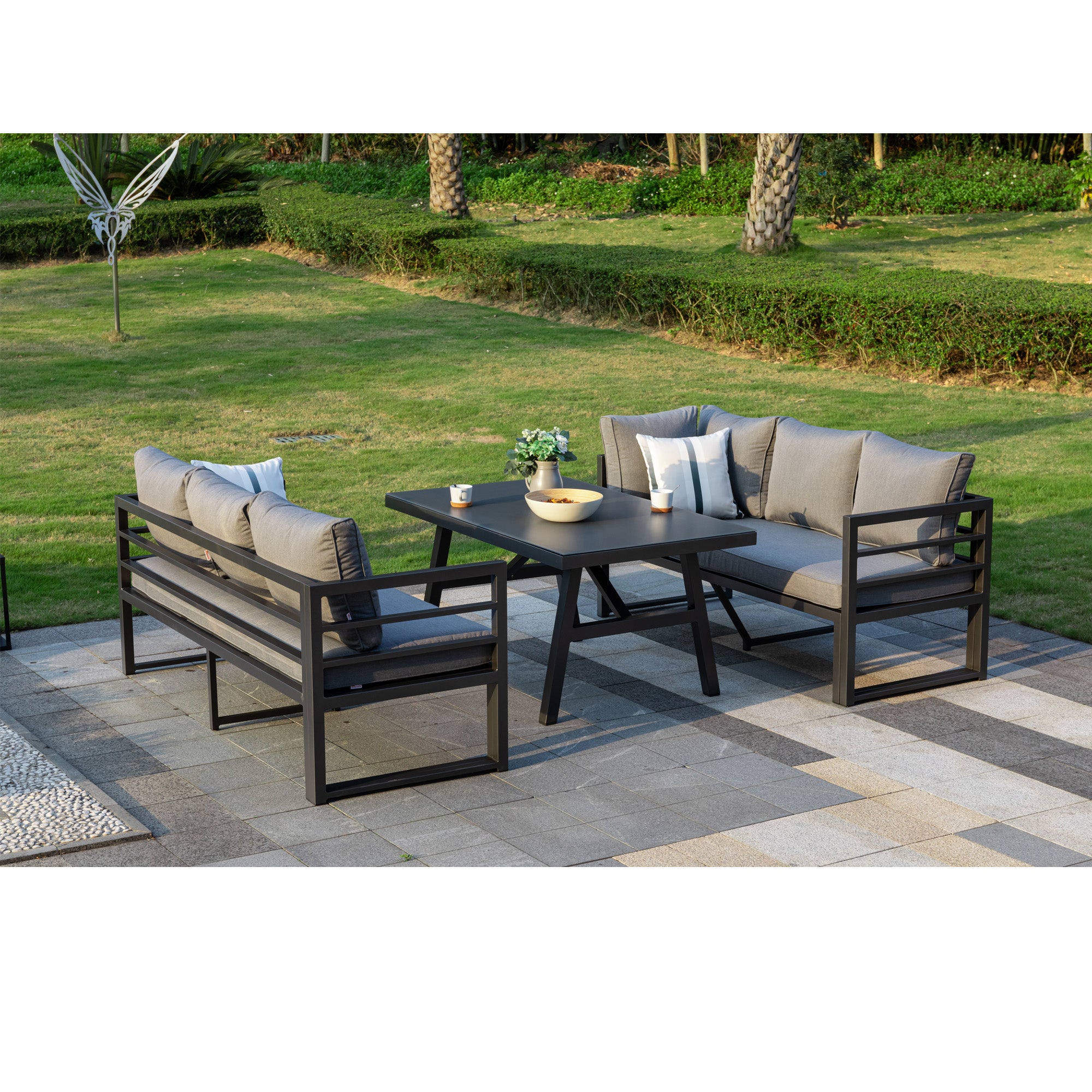 LUXUS PUR! Dining Eck Lounge Java / Schenkel variabel stellbar - Sunbrella® Bezug 100% Wetterfest