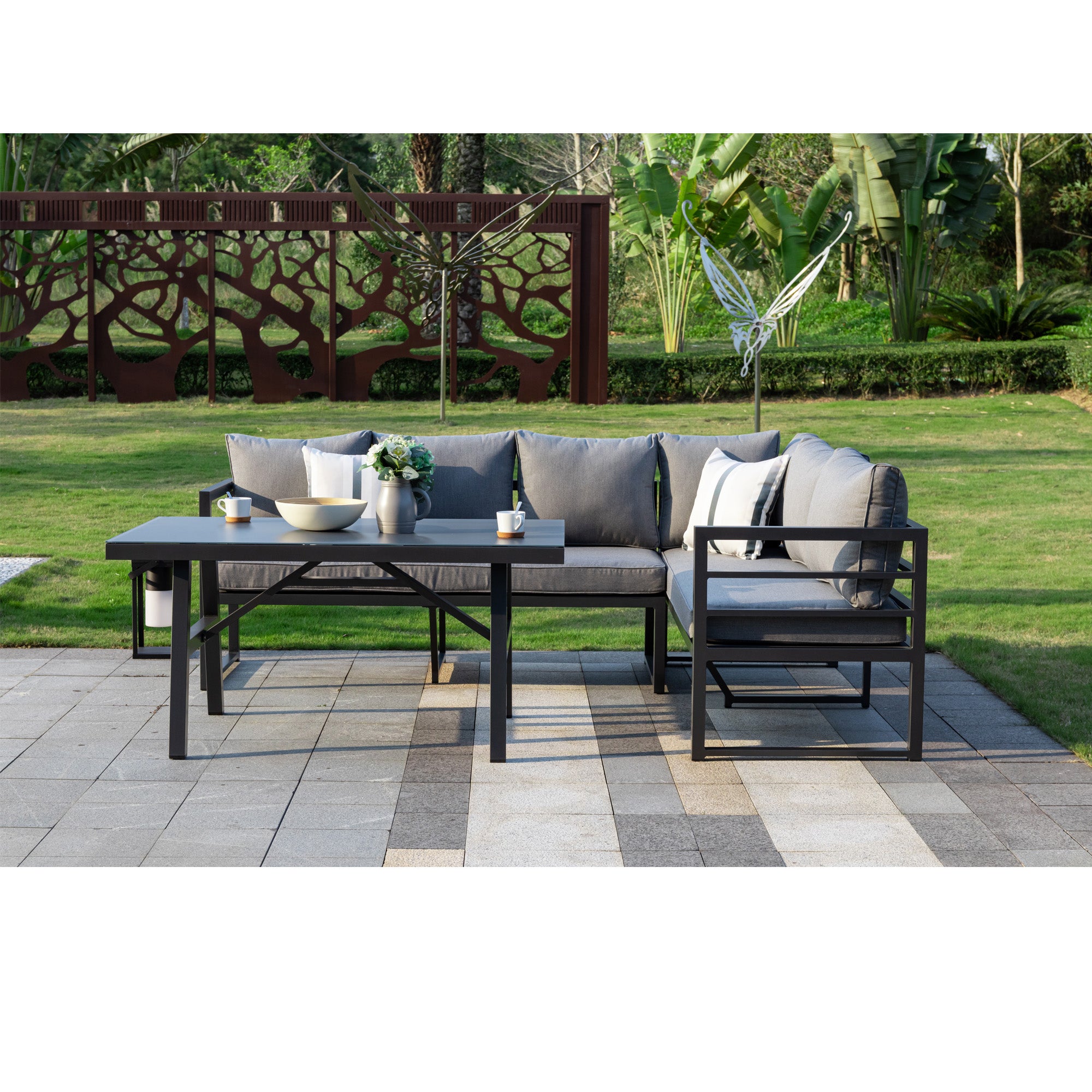 LUXUS PUR! Dining Eck Lounge Java / Schenkel variabel stellbar - Sunbrella® Bezug 100% Wetterfest