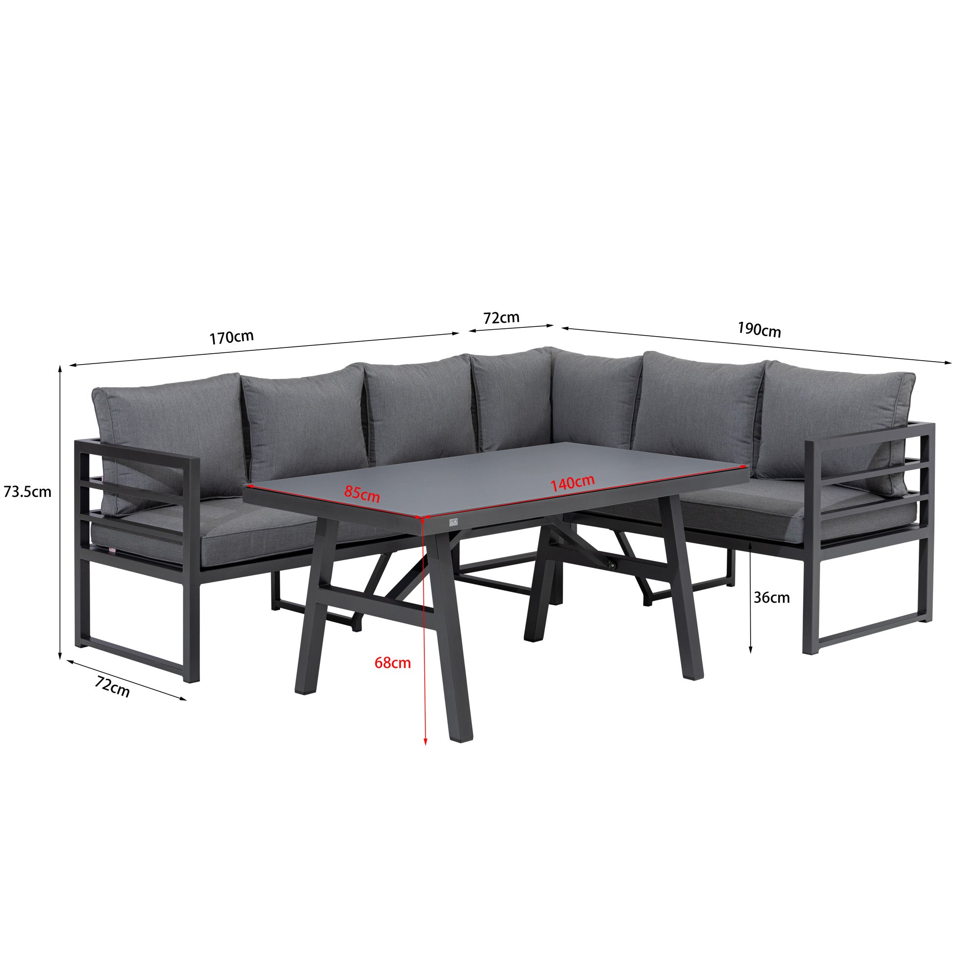 LUXUS PUR! Dining Eck Lounge Java / Schenkel variabel stellbar - Sunbrella® Bezug 100% Wetterfest