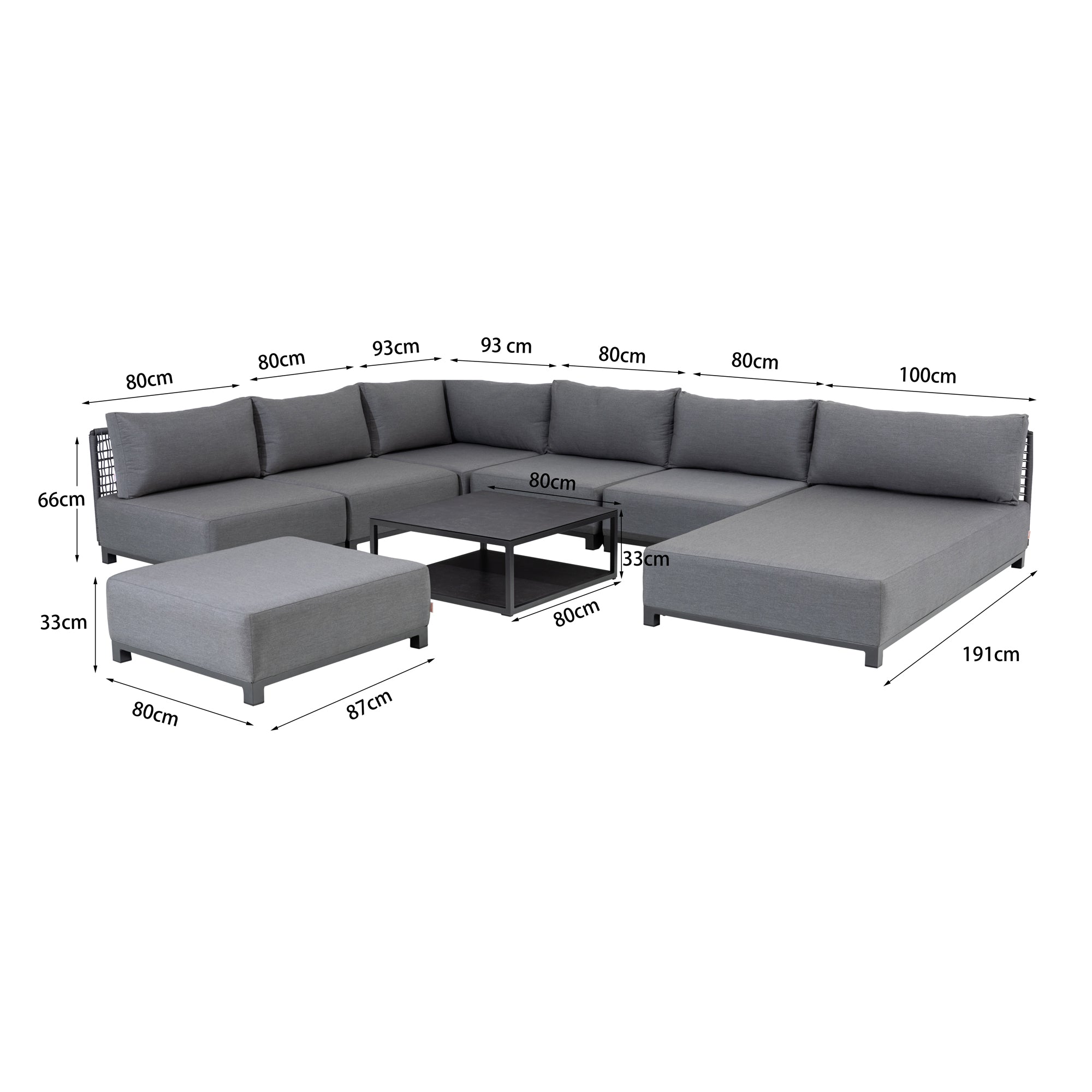 Purer Luxus! Unser extravagantes und 100% wetterfestes Modular Lounge Set Avantage Sunbrella / Rope