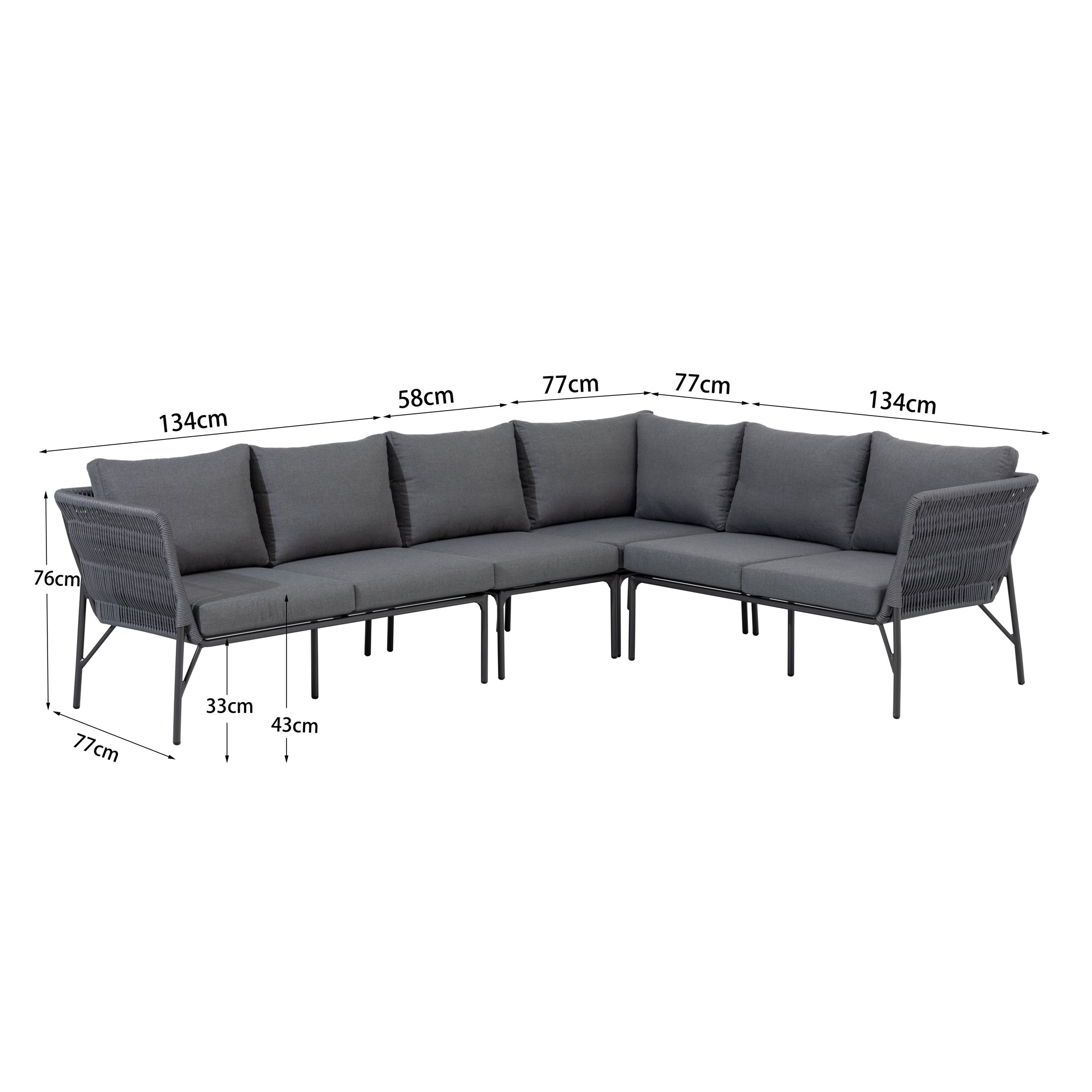 Dining Lounge Set Mykonos / variabel stellbar / Alugestell kombiniert mit Rope