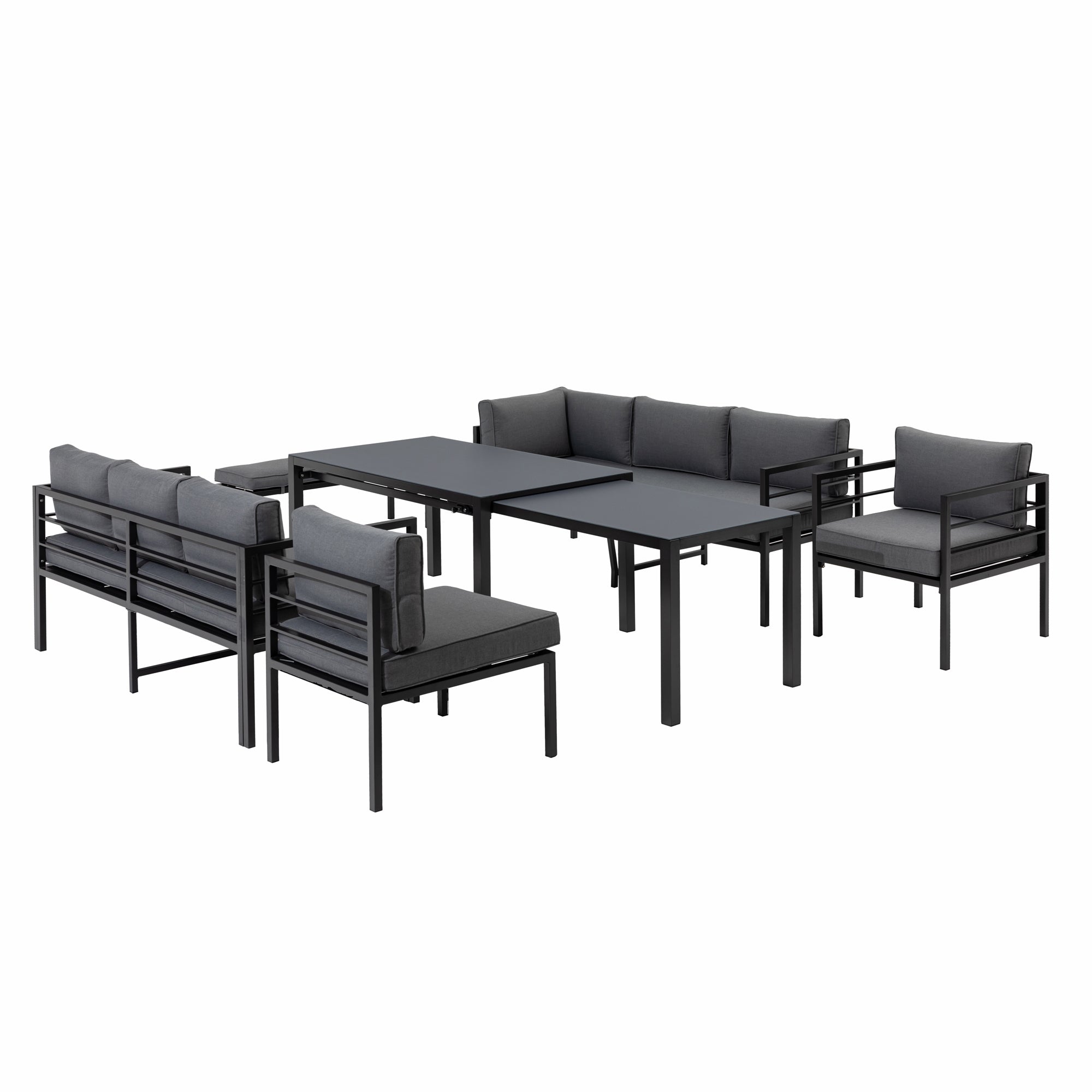 XXL Aluminium Dining Lounge Set Portland mit Ausziehtisch - variabel stellbar / bis zu 10x Personen