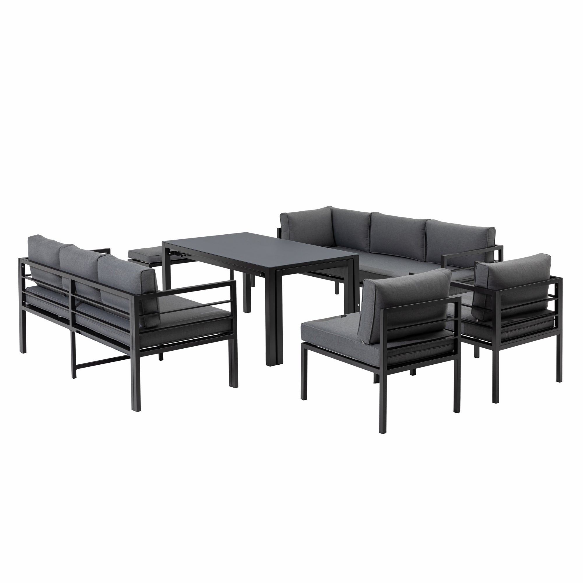 XXL Aluminium Dining Lounge Set Portland mit Ausziehtisch - variabel stellbar / bis zu 10x Personen