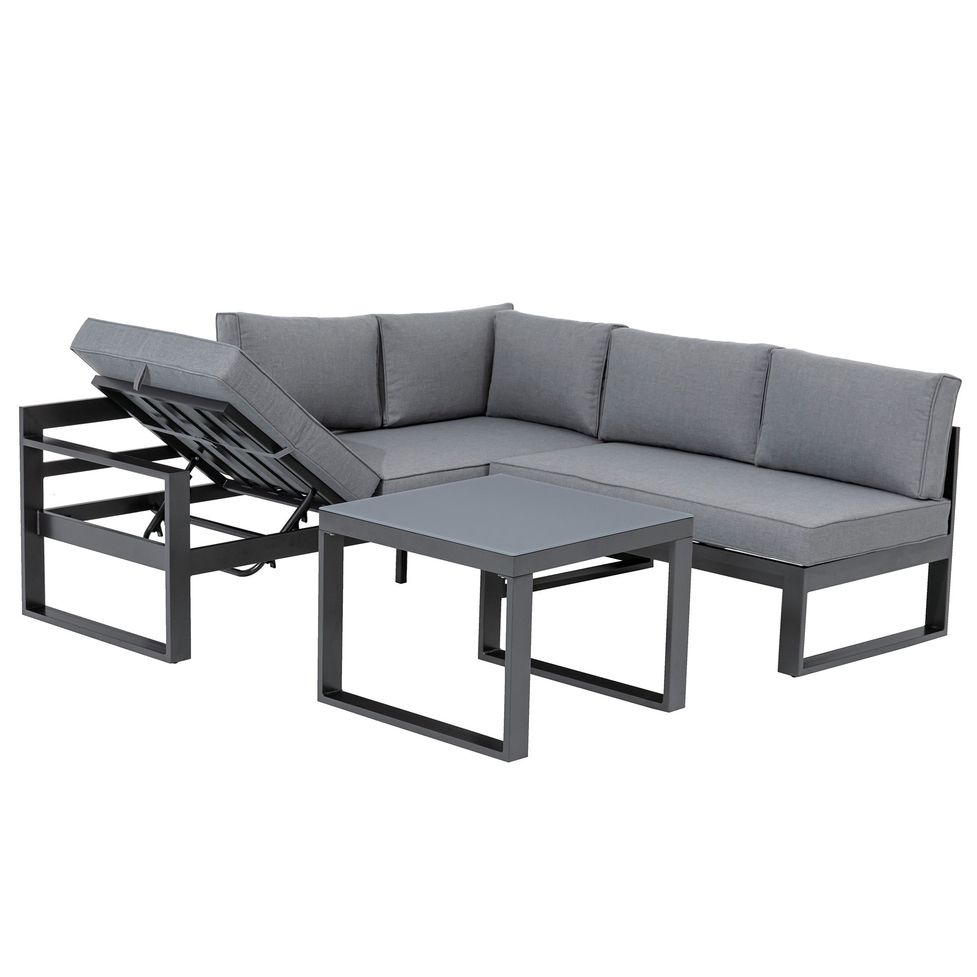 *** Outdoor-Highlight zum Jahresstart *** Gartenlounge Lugano – Komfortable Ecklounge mit verstellbarem Kopfteil