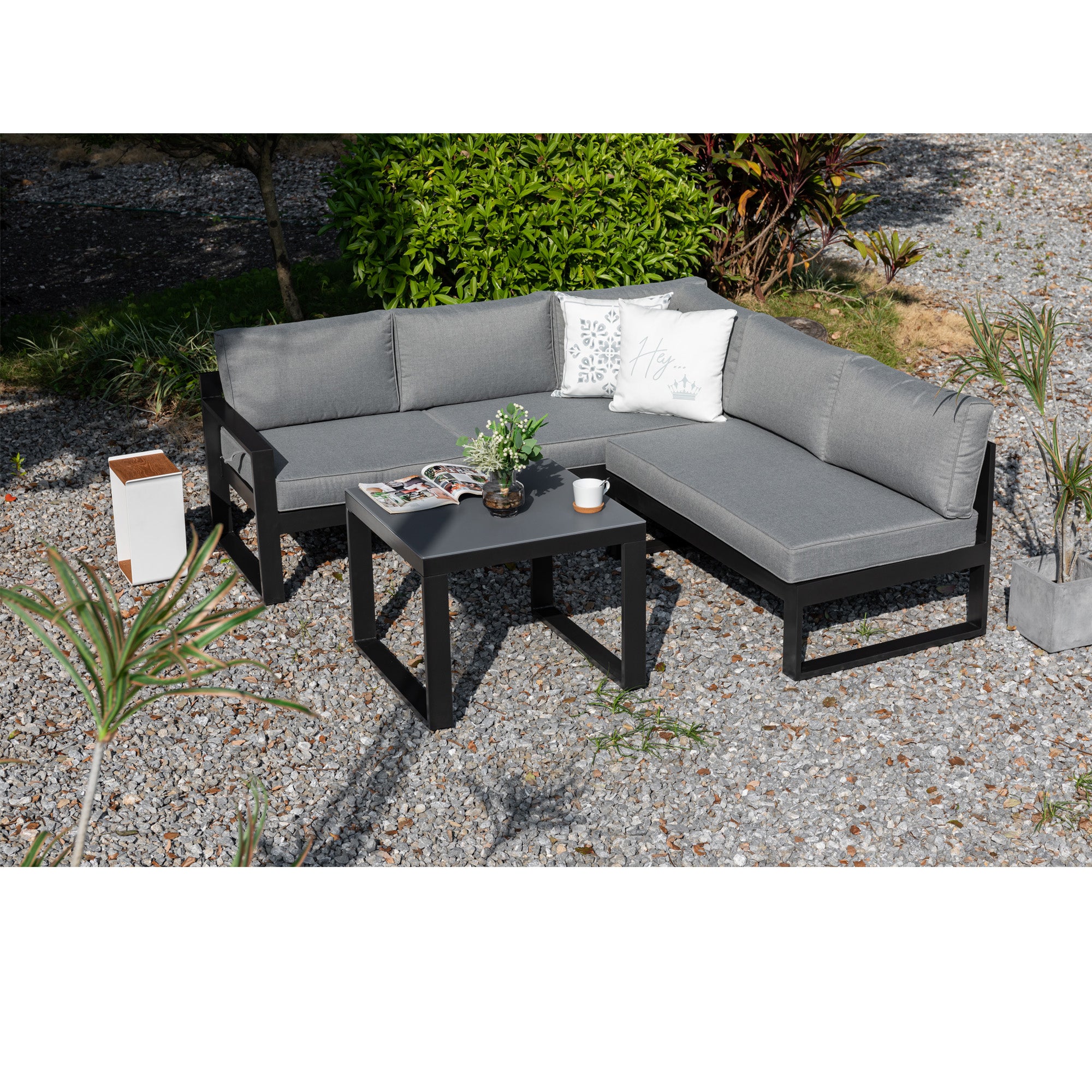 *** Outdoor-Highlight zum Jahresstart *** Gartenlounge Lugano – Komfortable Ecklounge mit verstellbarem Kopfteil